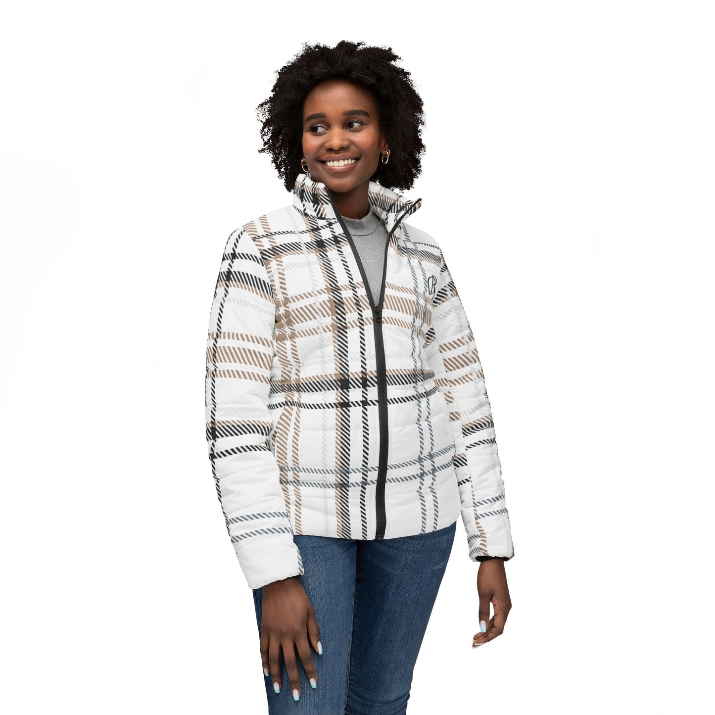 Lightly Plaided Women’s Puffer Jacket
