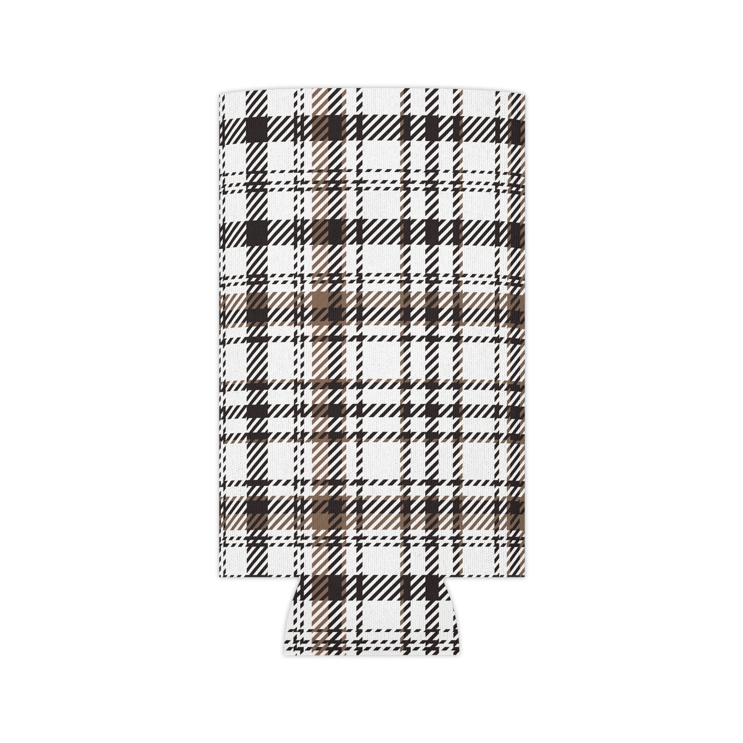 Neutral & Plaid Can Cooler