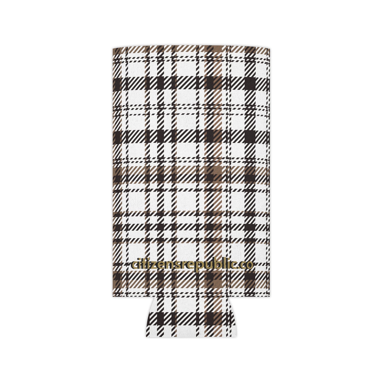 Neutral & Plaid Can Cooler