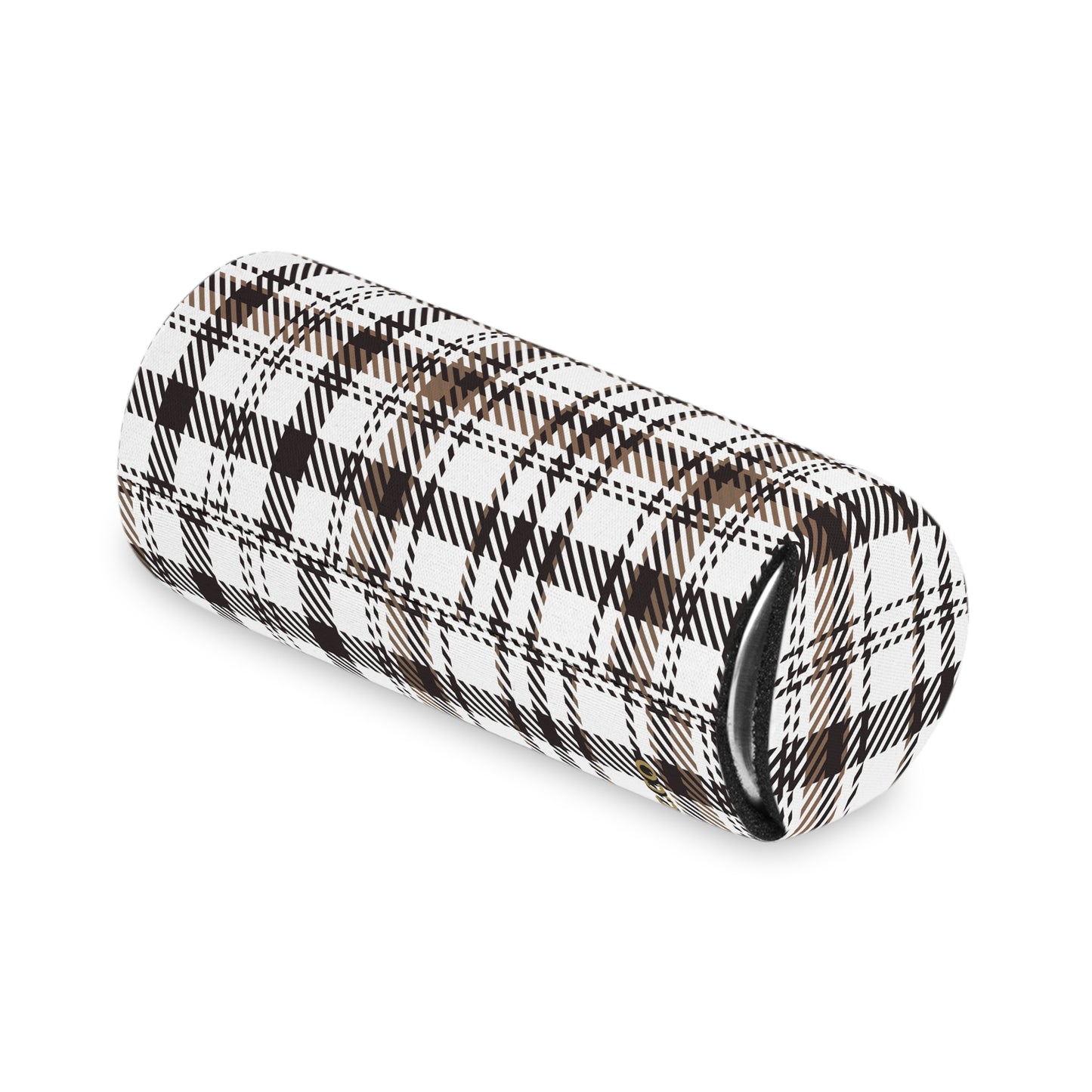 Neutral & Plaid Can Cooler