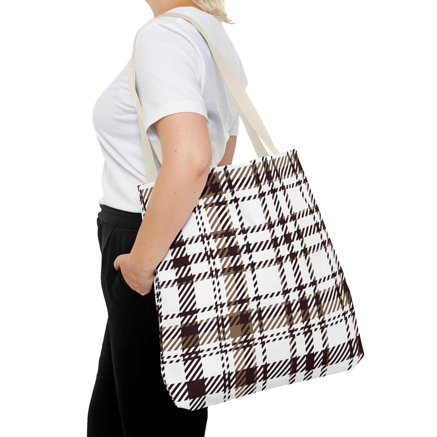 Neutral & Plaid Tote Bag