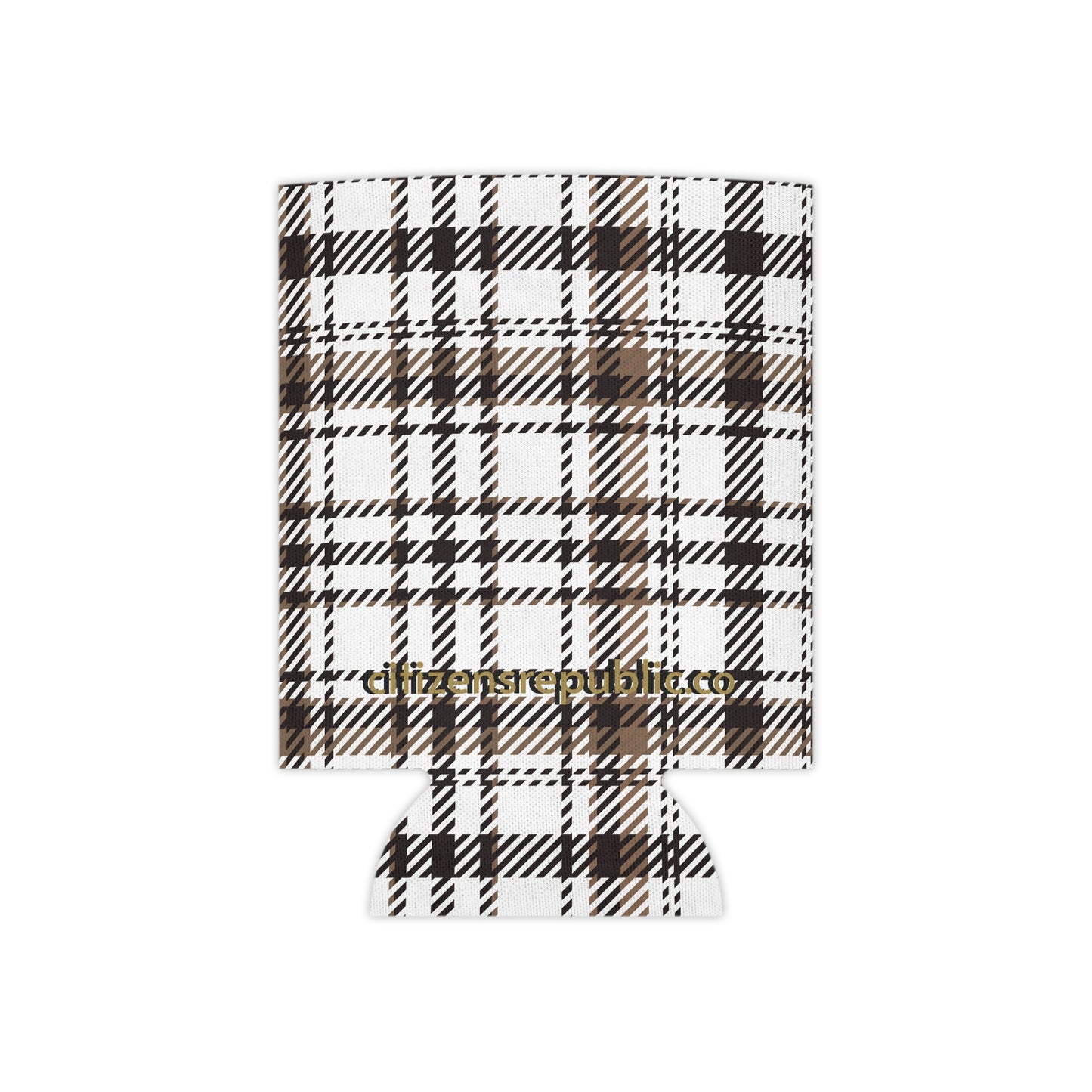 Neutral & Plaid Can Cooler