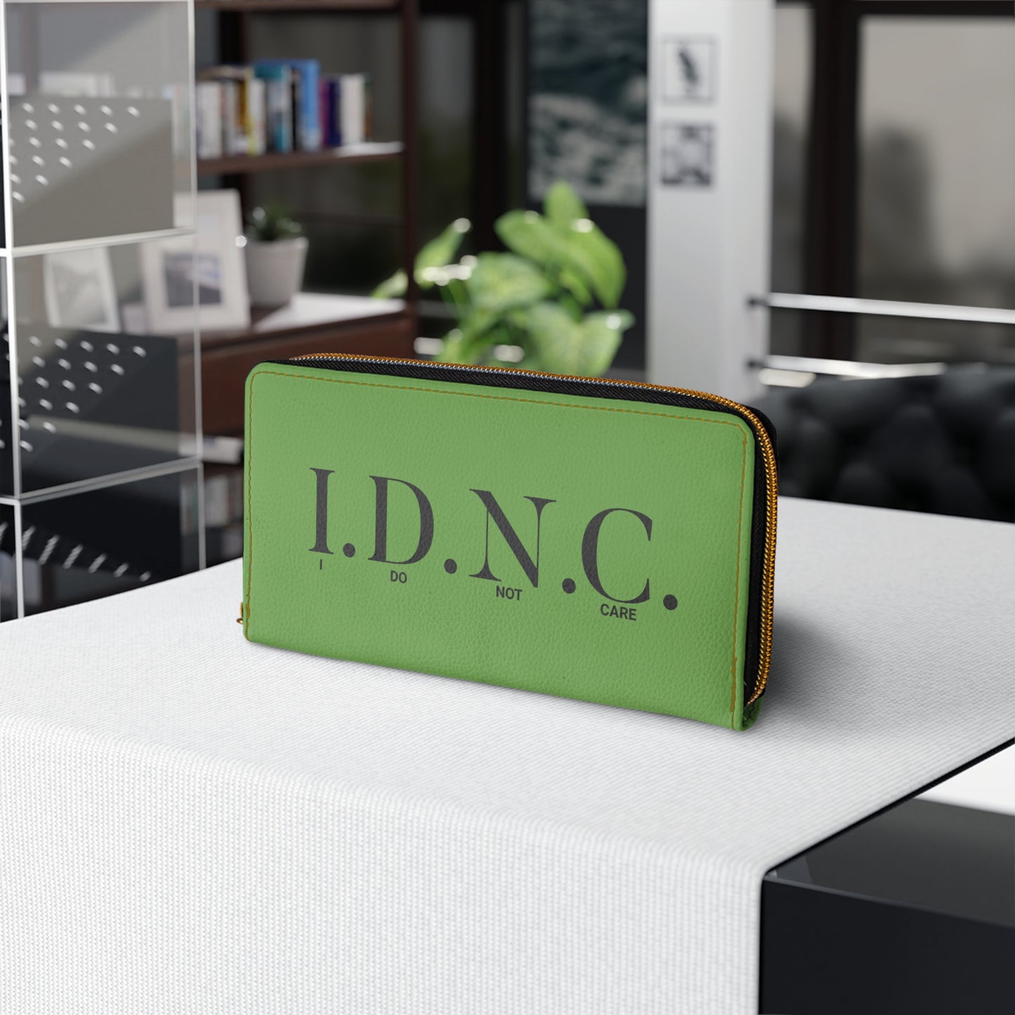 I.D.N.C. Green Zipper Wallet