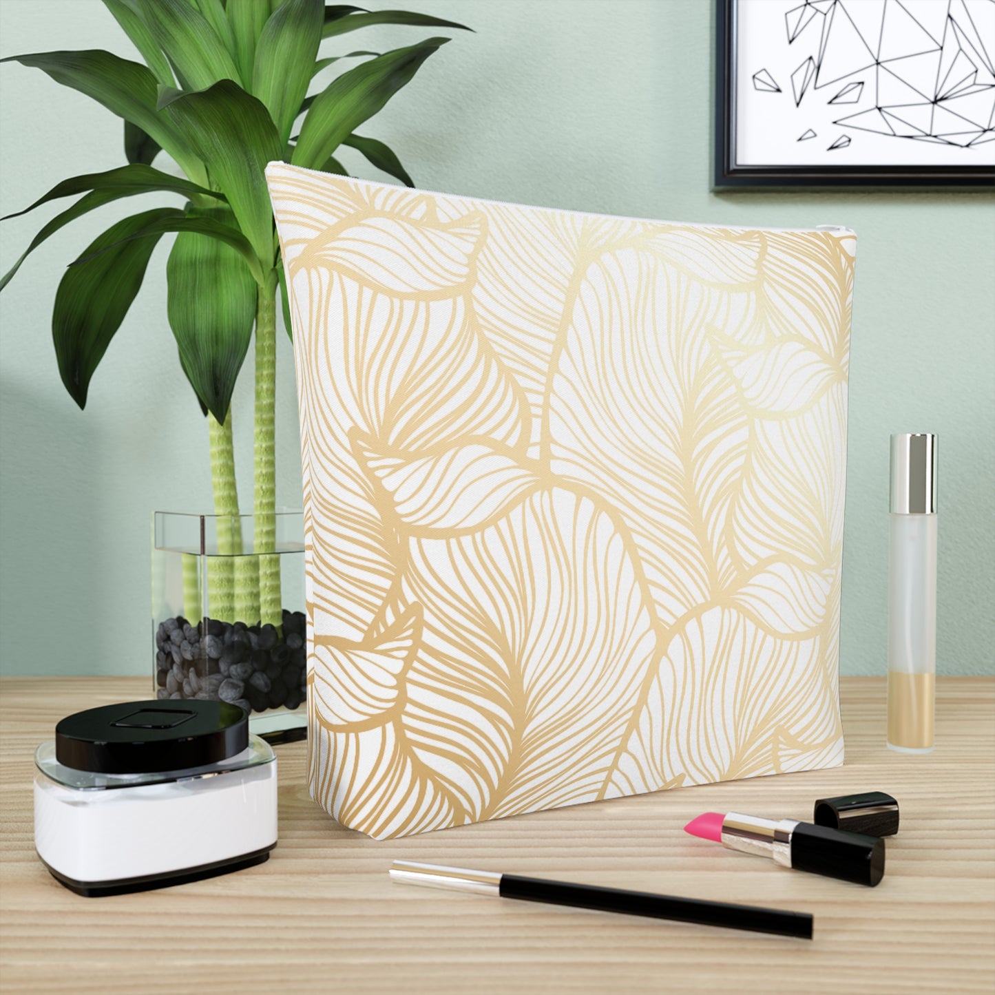 Gold Leaf - Cotton Cosmetic Bag
