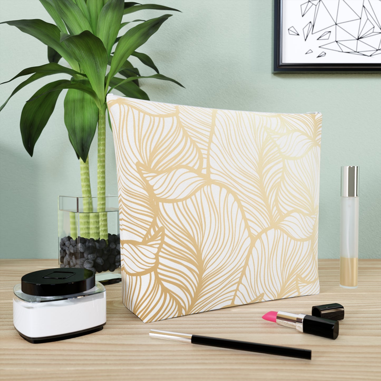 Gold Leaf - Cotton Cosmetic Bag