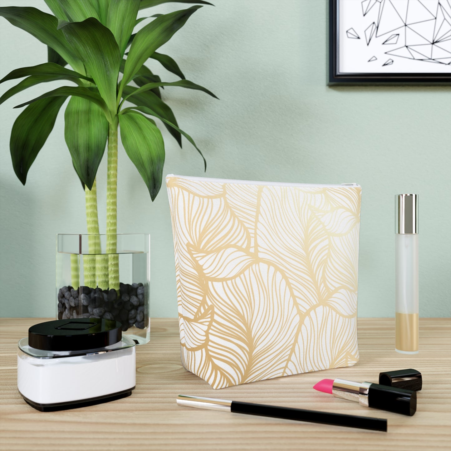 Gold Leaf - Cotton Cosmetic Bag