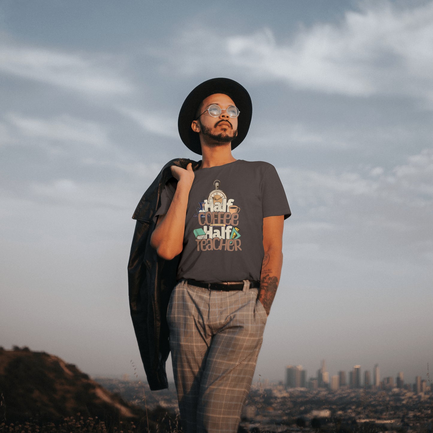 1/2 Coffee 1/2 Teacher - Men's Graphic T-Shirt