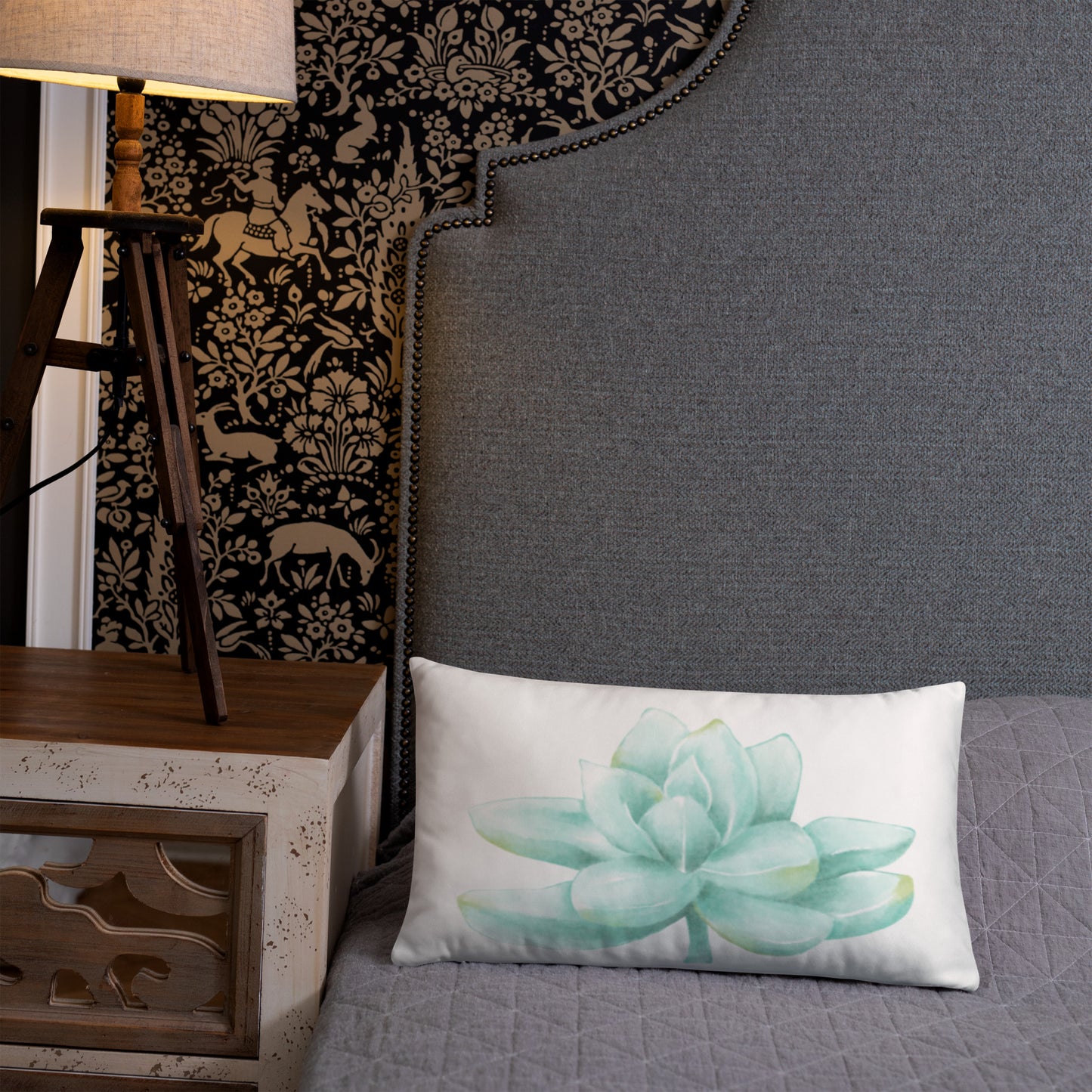 Aqua Succulent Pillow