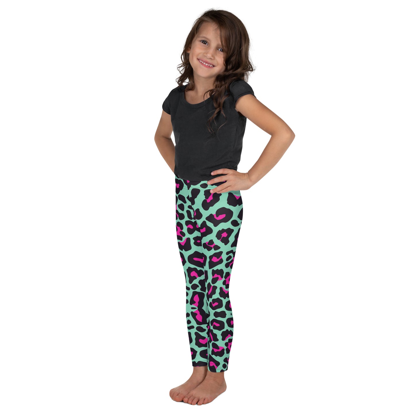 Green and Pink Leopard Print Leggings 4T-7Y