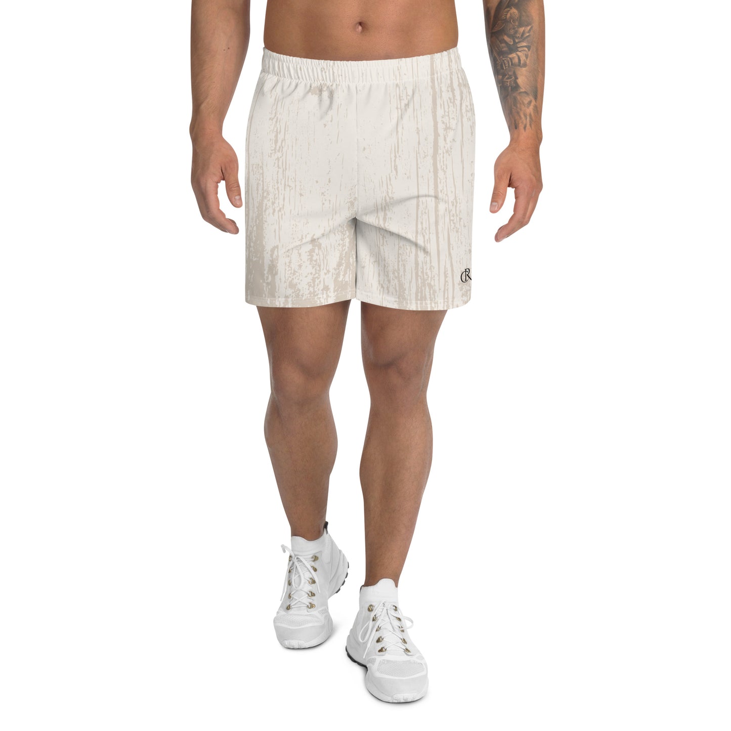 Tan Lined Long Athletic Shorts