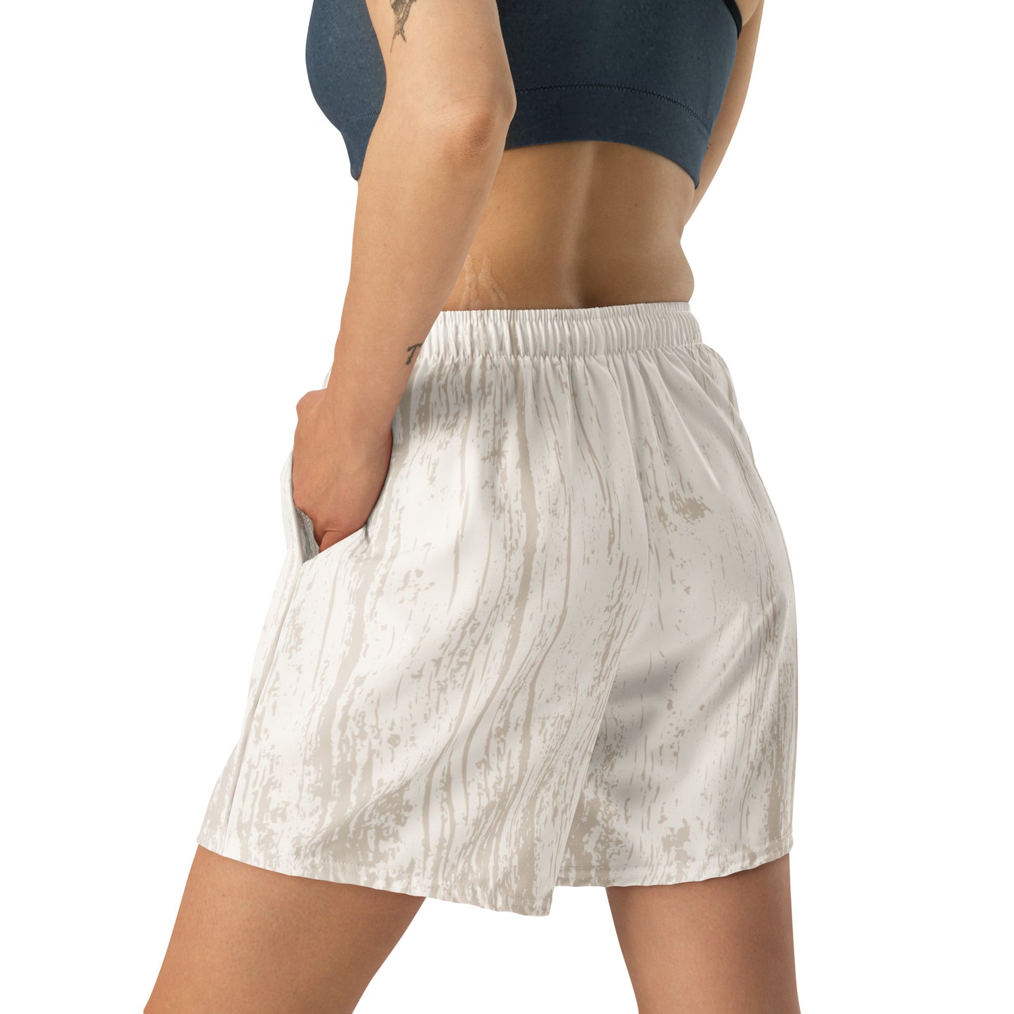 Tan Lined Long Athletic Shorts
