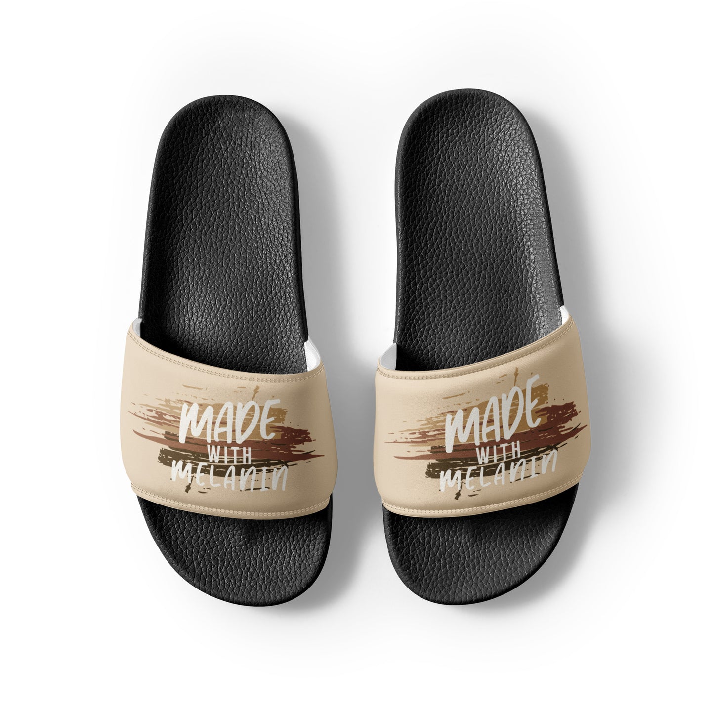 Made with Melanin Men’s Slides (white font)