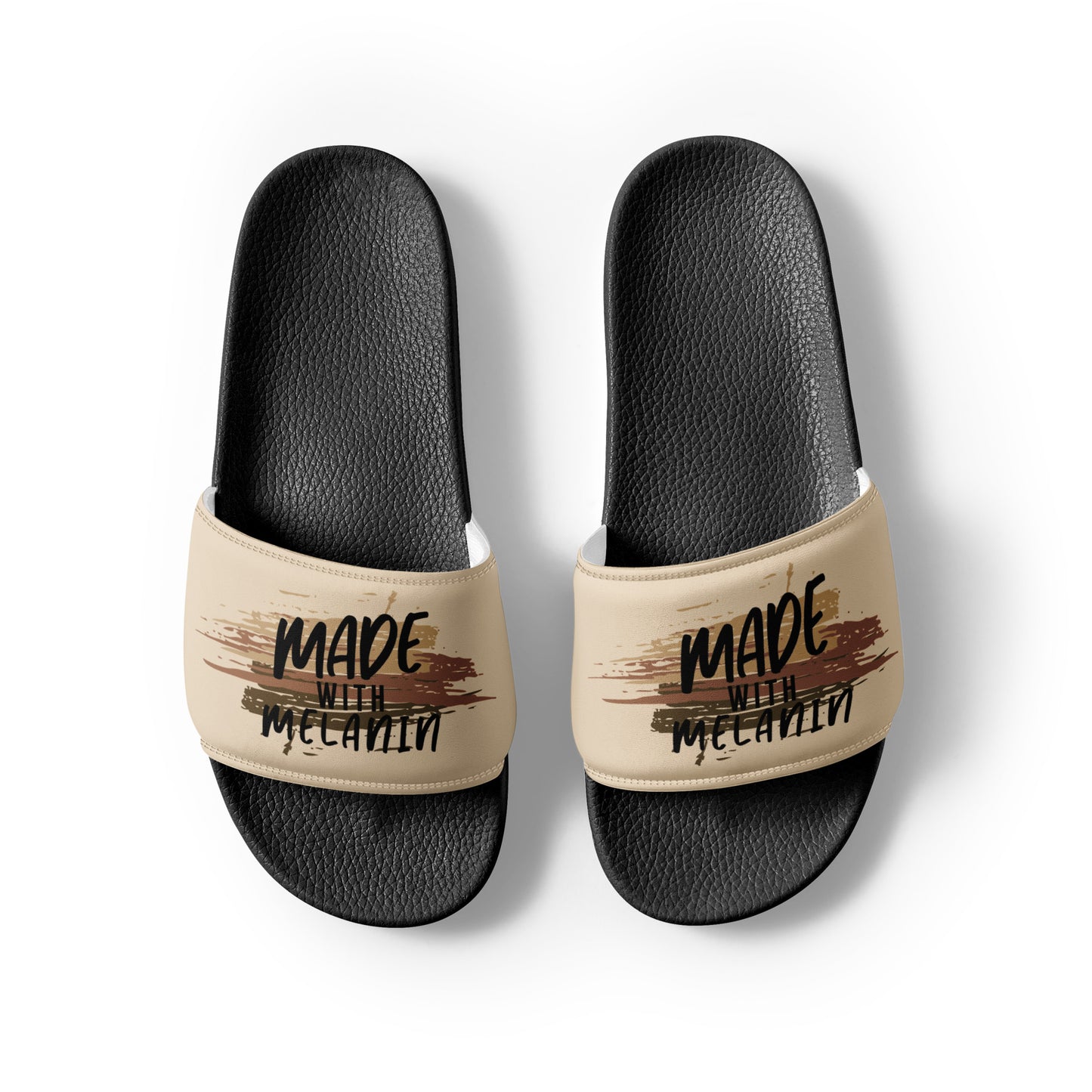 Made with Melanin Men’s slides (black font)