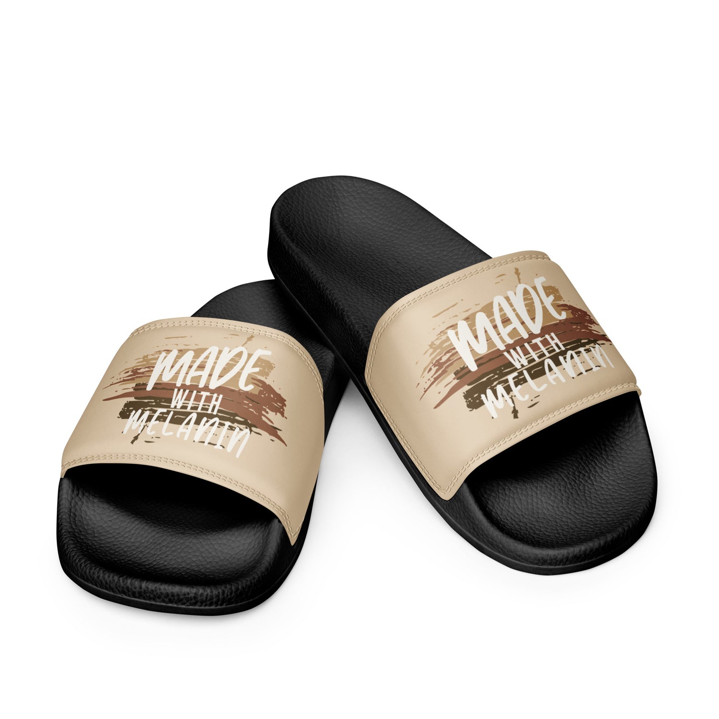Made with Melanin Men’s Slides (white font)