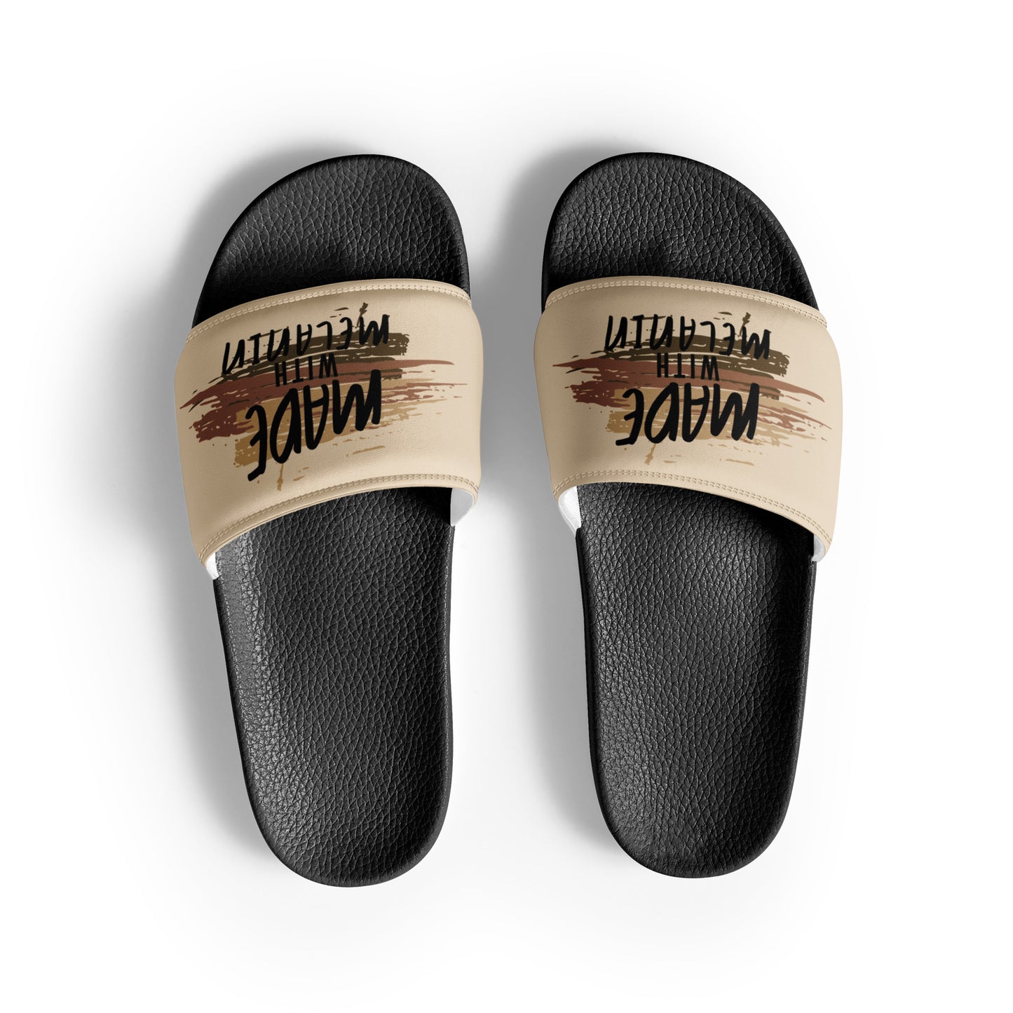 Made with Melanin Men’s slides (black font)