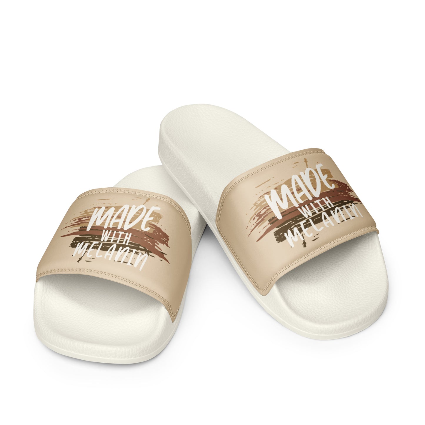 Made with Melanin Men’s Slides (white font)
