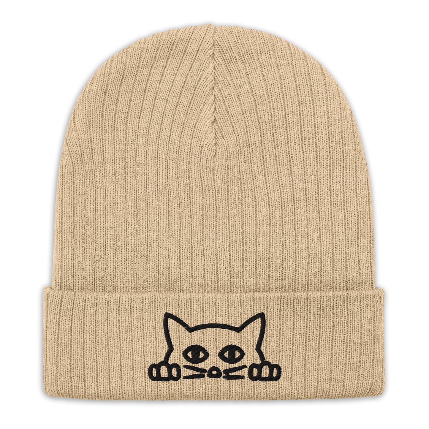 Cat Vibes Ribbed Knit Beanie