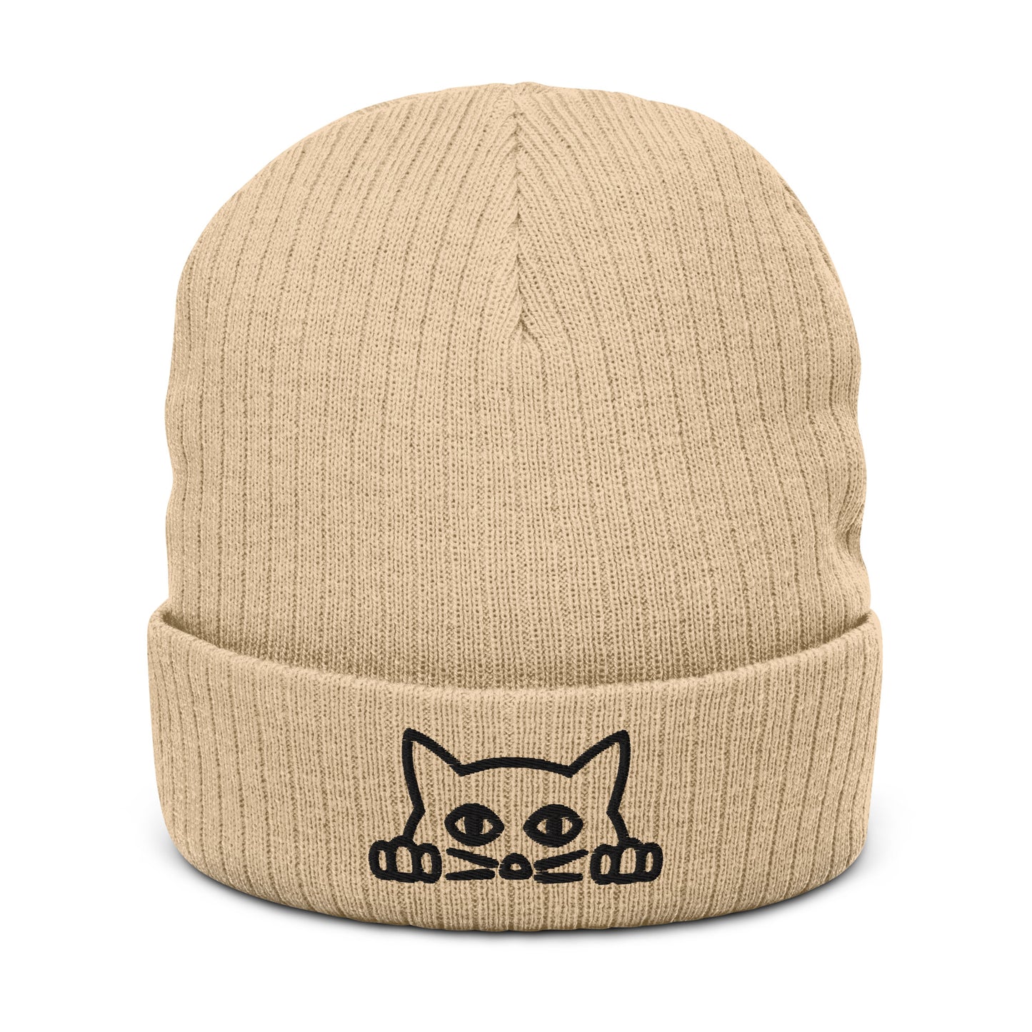 Cat Vibes Ribbed Knit Beanie