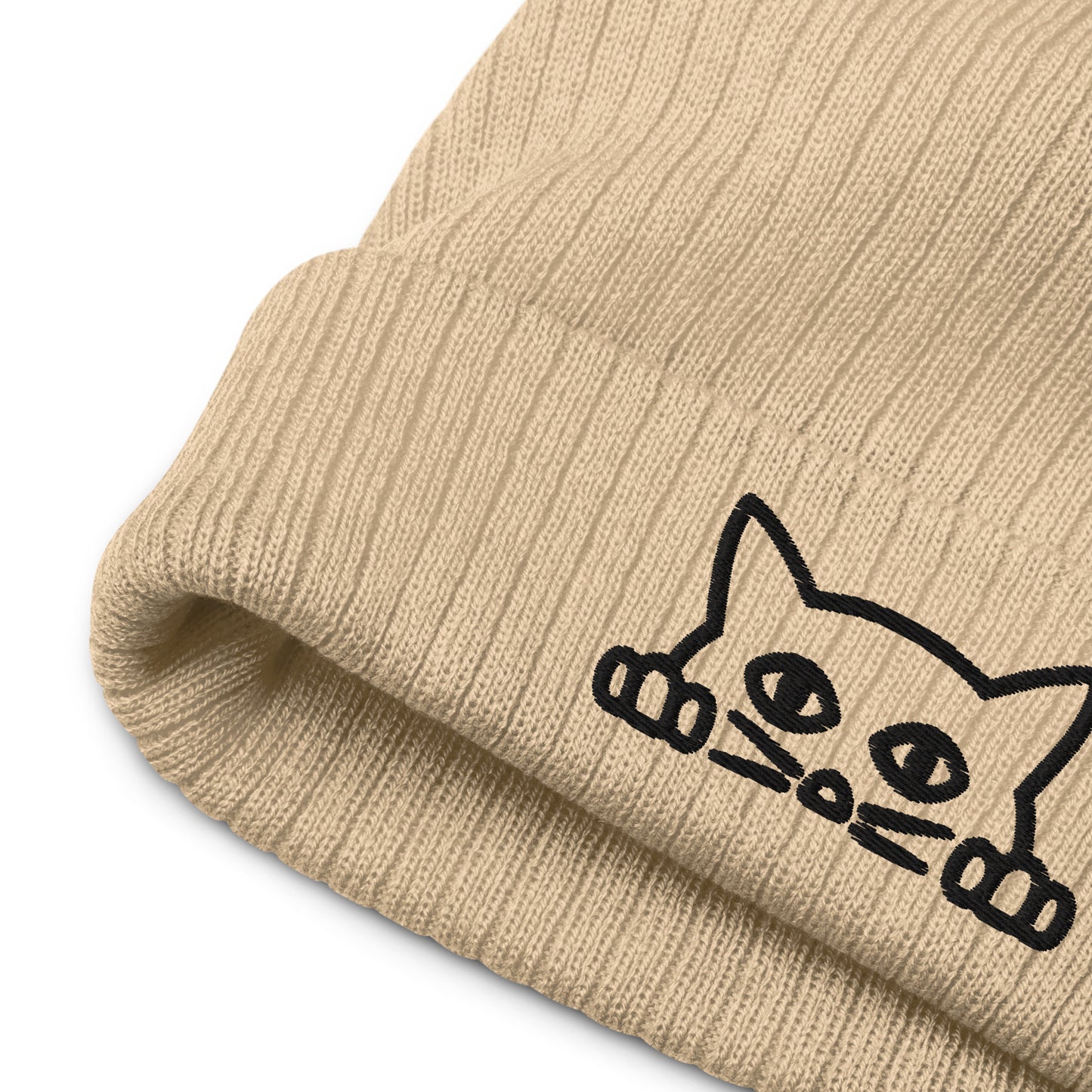Cat Vibes Ribbed Knit Beanie