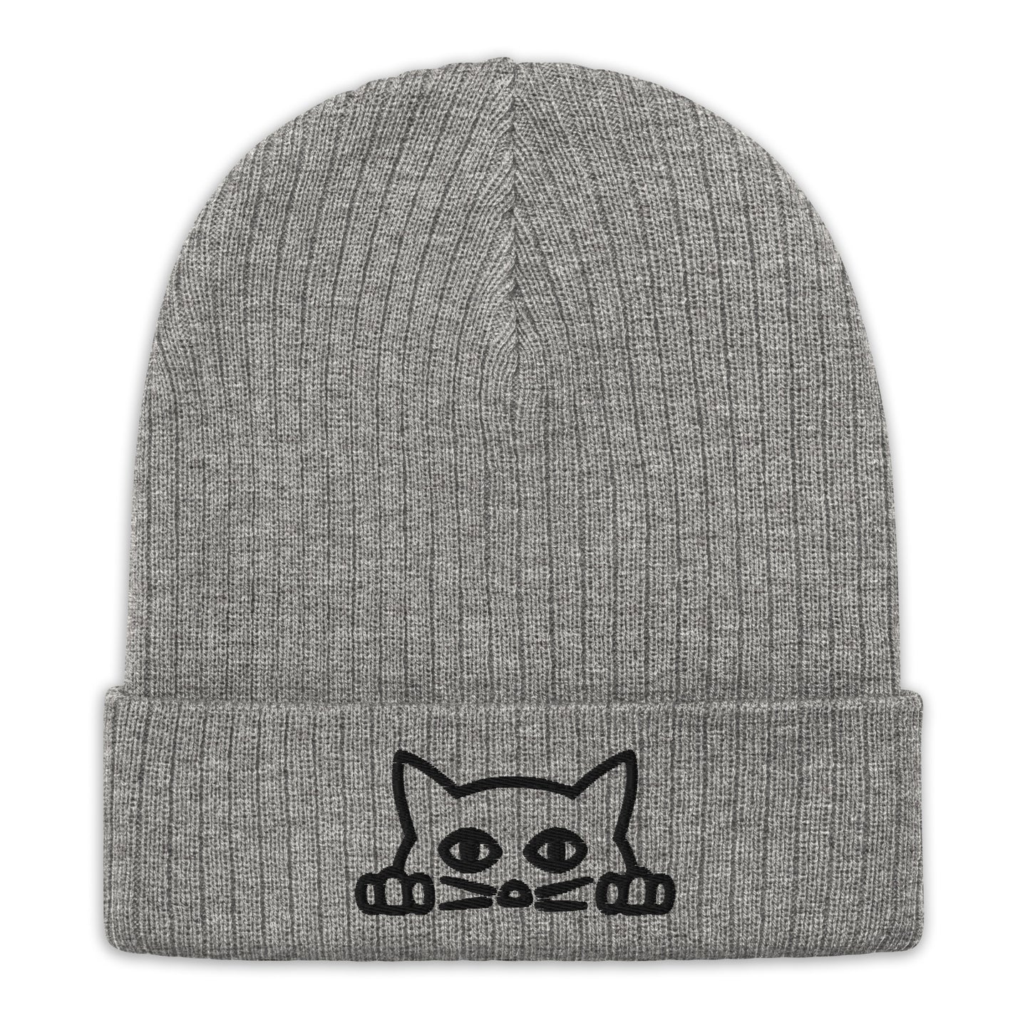 Cat Vibes Ribbed Knit Beanie