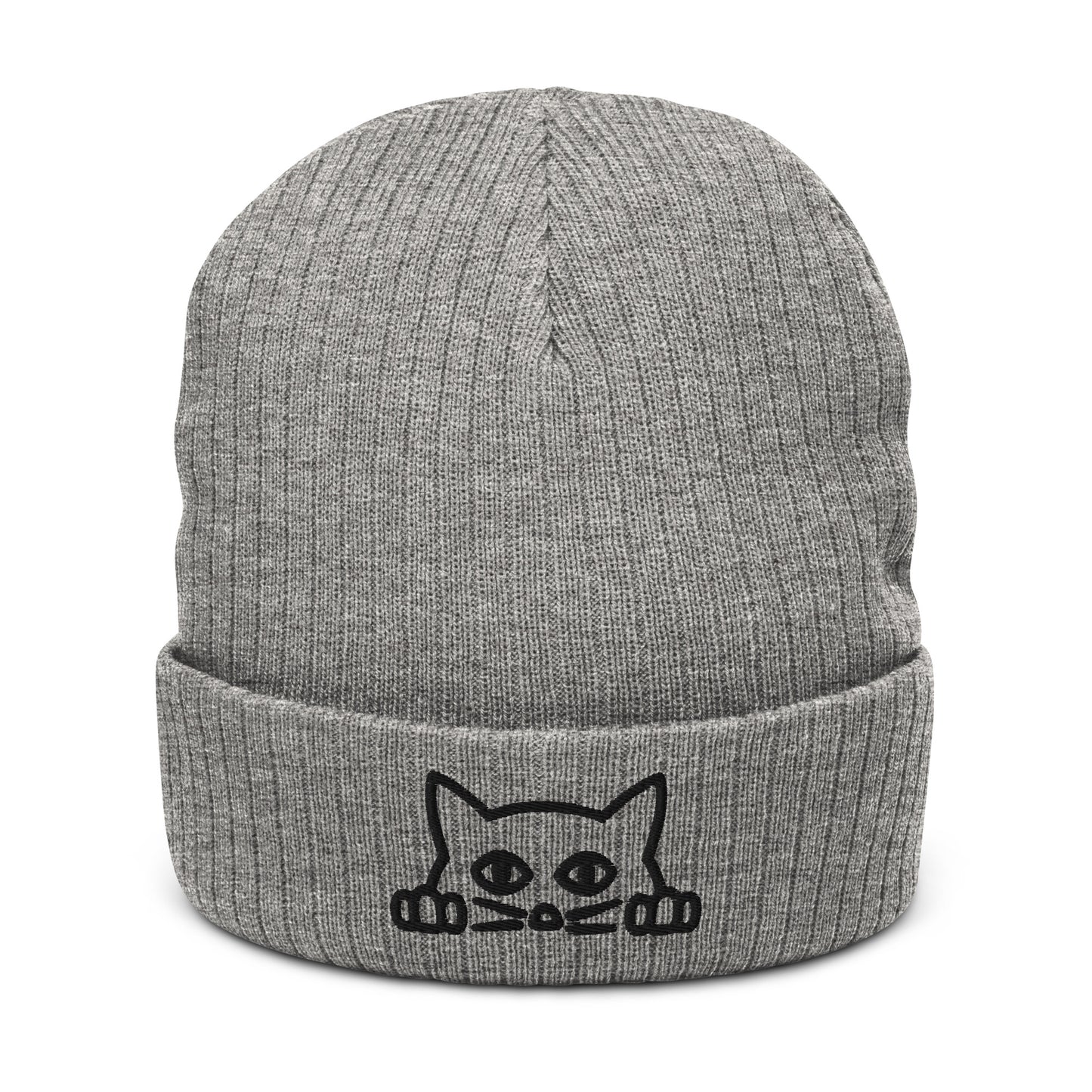 Cat Vibes Ribbed Knit Beanie