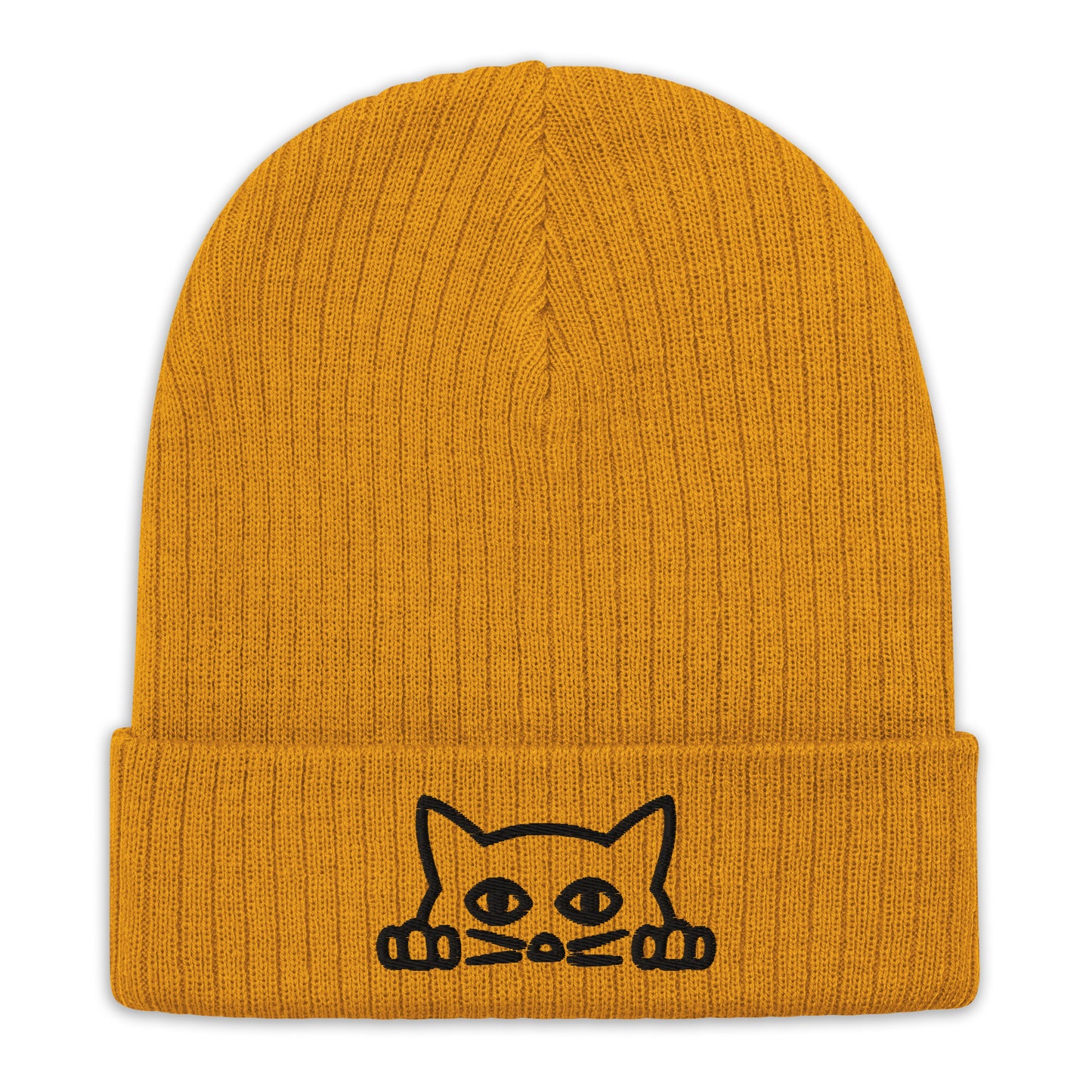 Cat Vibes Ribbed Knit Beanie