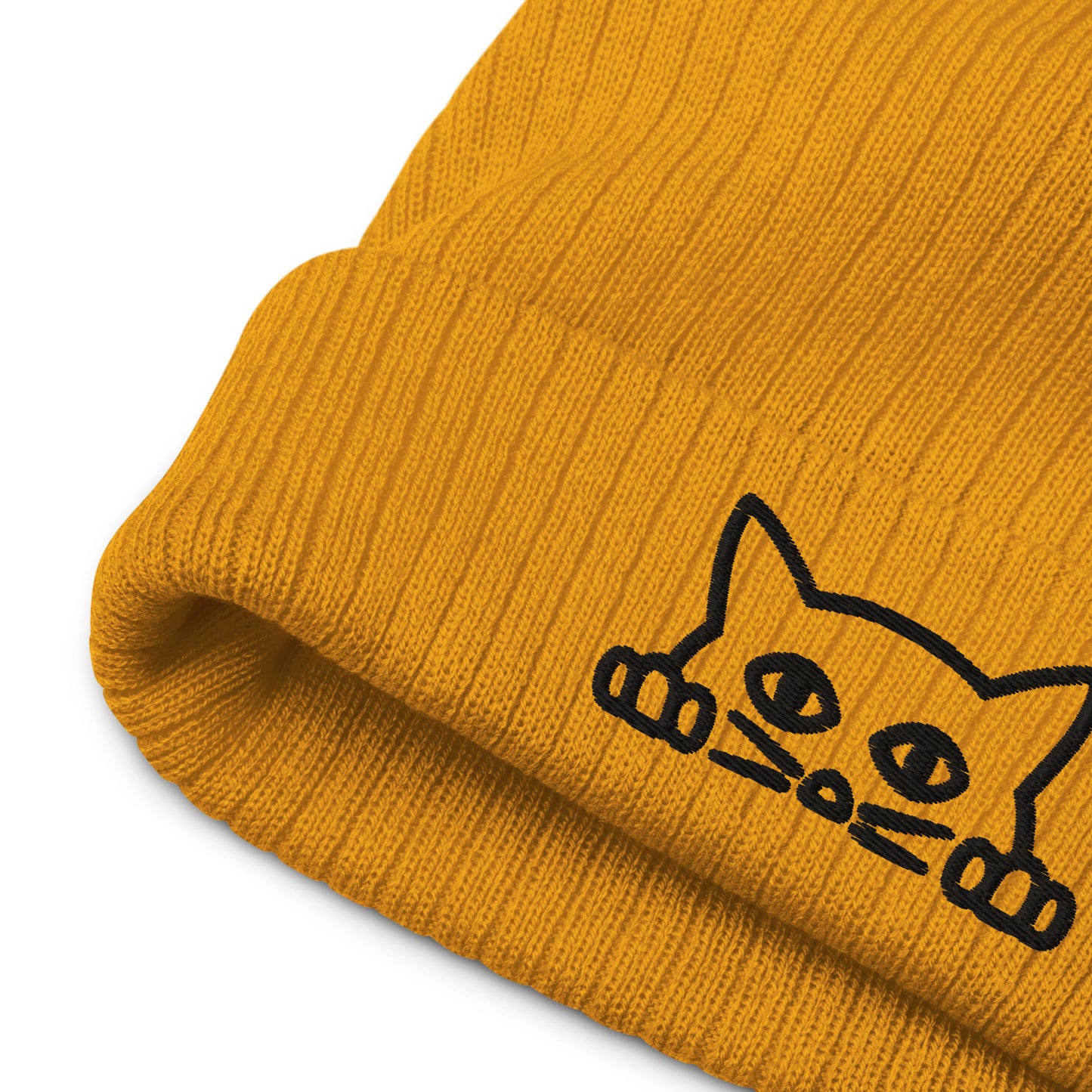 Cat Vibes Ribbed Knit Beanie