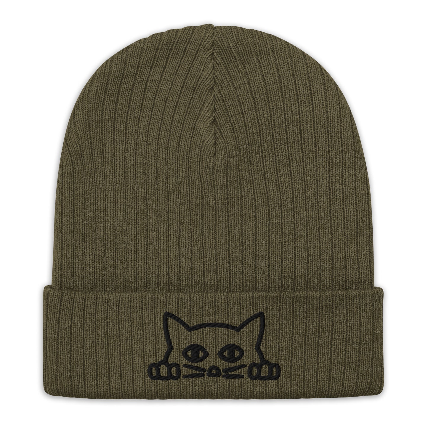 Cat Vibes Ribbed Knit Beanie