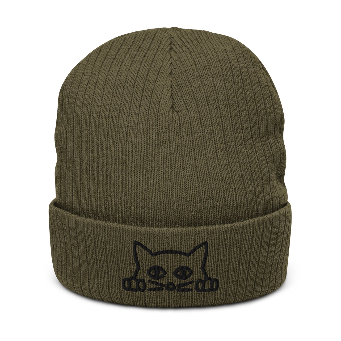 Cat Vibes Ribbed Knit Beanie
