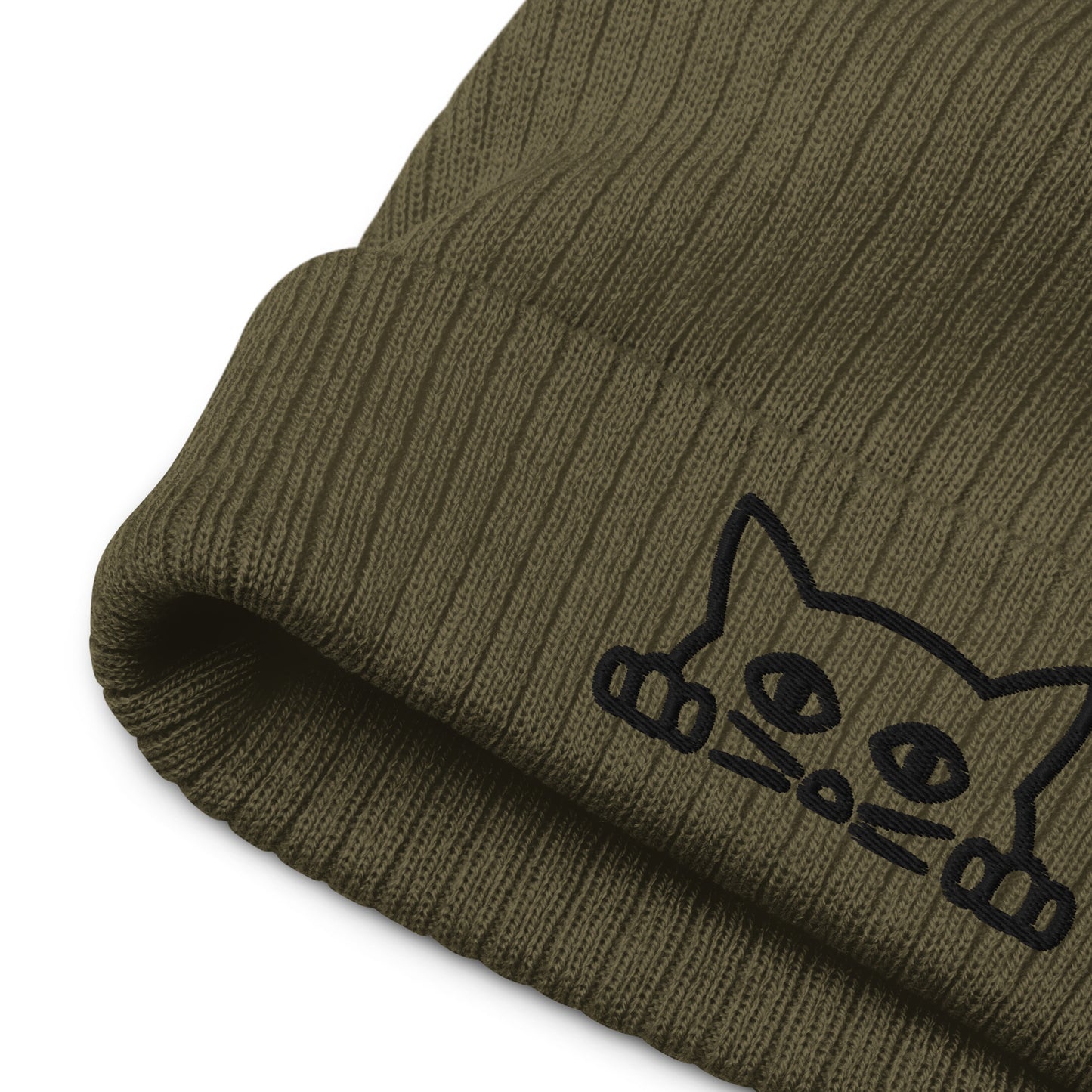 Cat Vibes Ribbed Knit Beanie