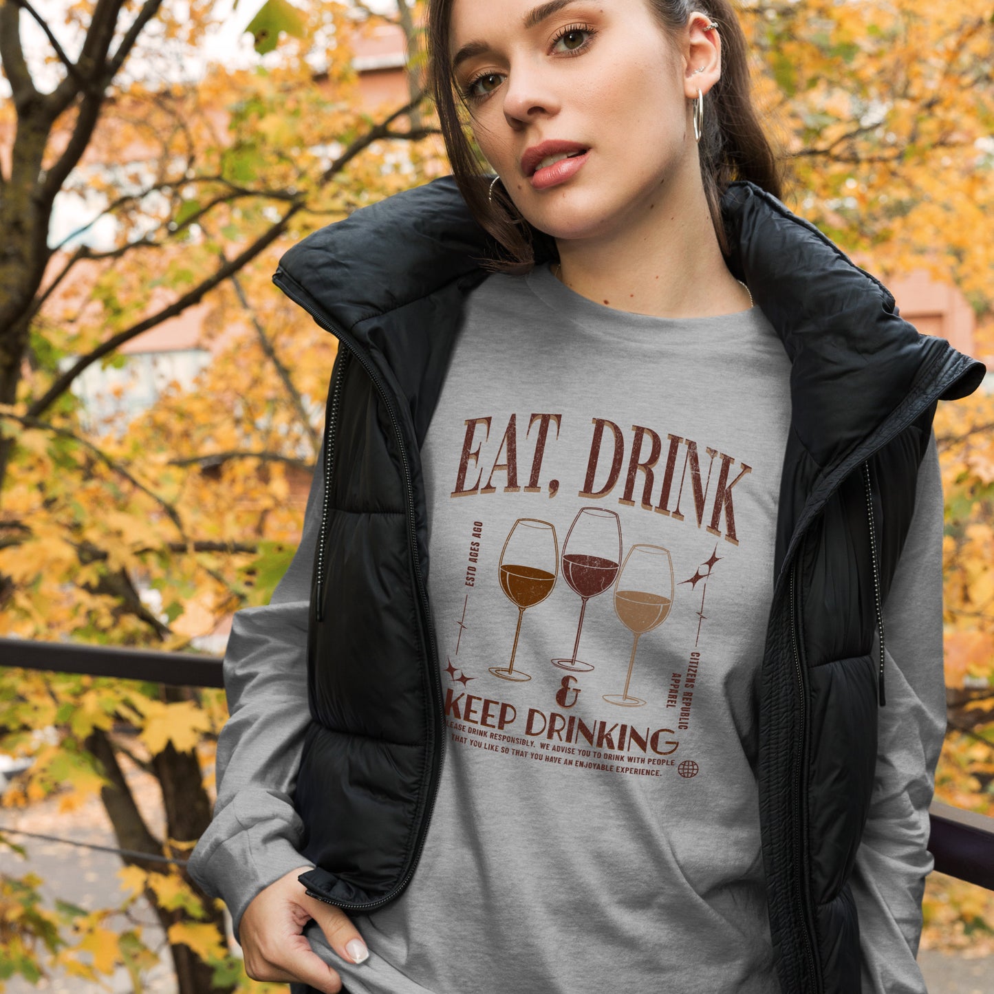 Eat, Drink, Repeat Long Sleeve Graphic T-Shirt