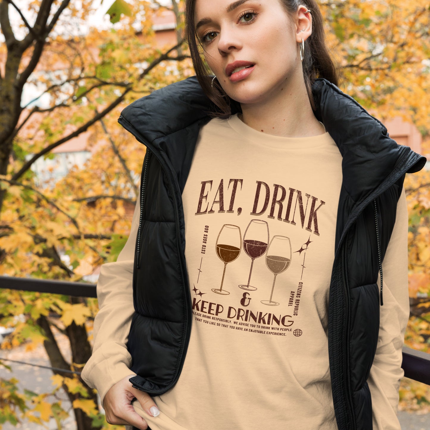 Eat, Drink, Repeat Long Sleeve Graphic T-Shirt