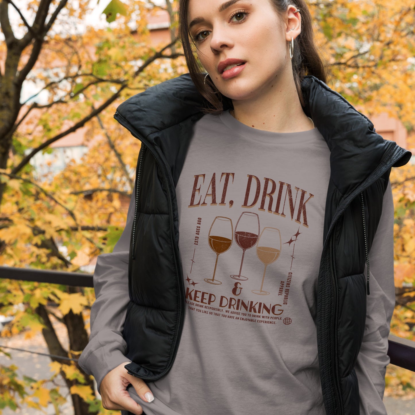 Eat, Drink, Repeat Long Sleeve Graphic T-Shirt
