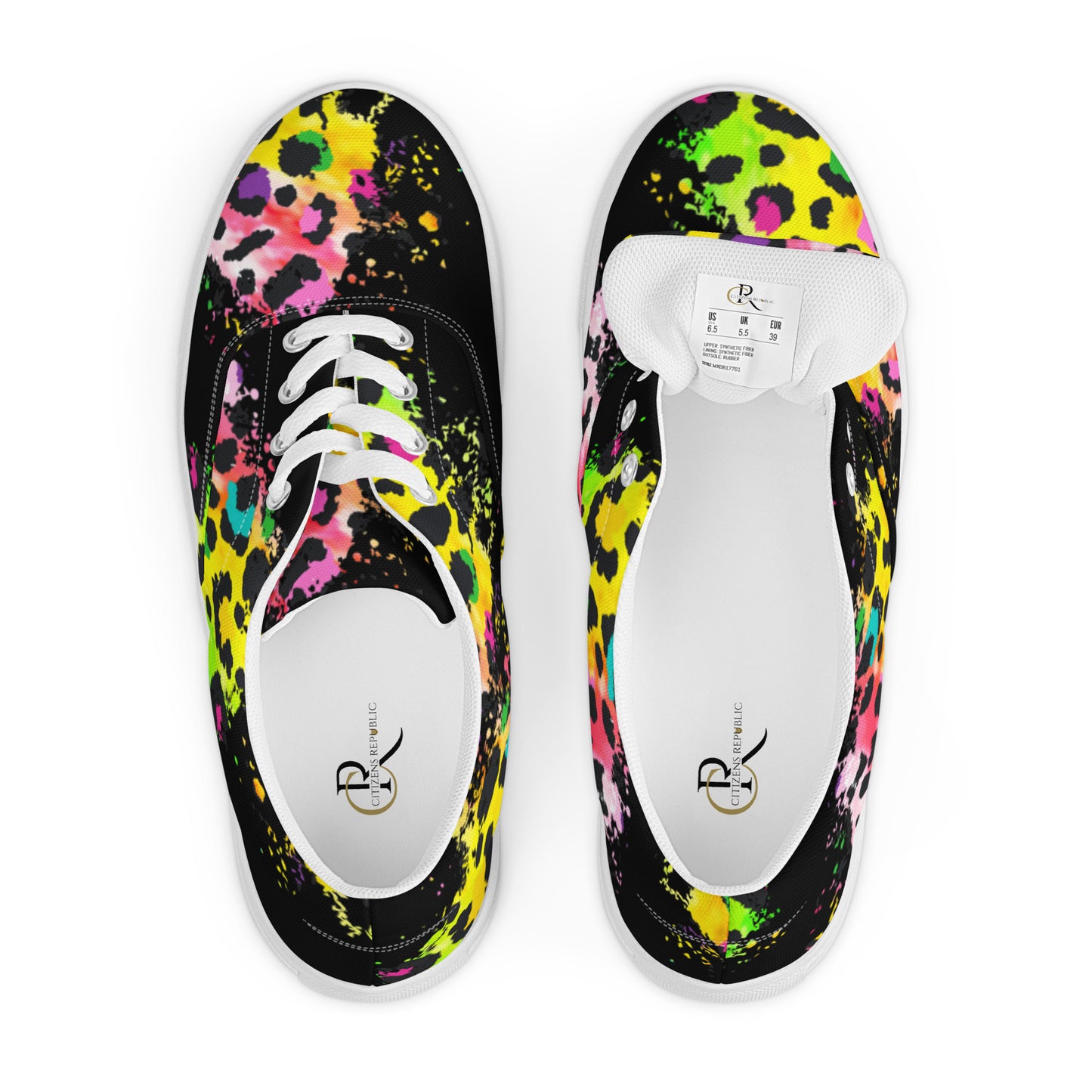 Neon Leopard Womens Canvas Lace-ups