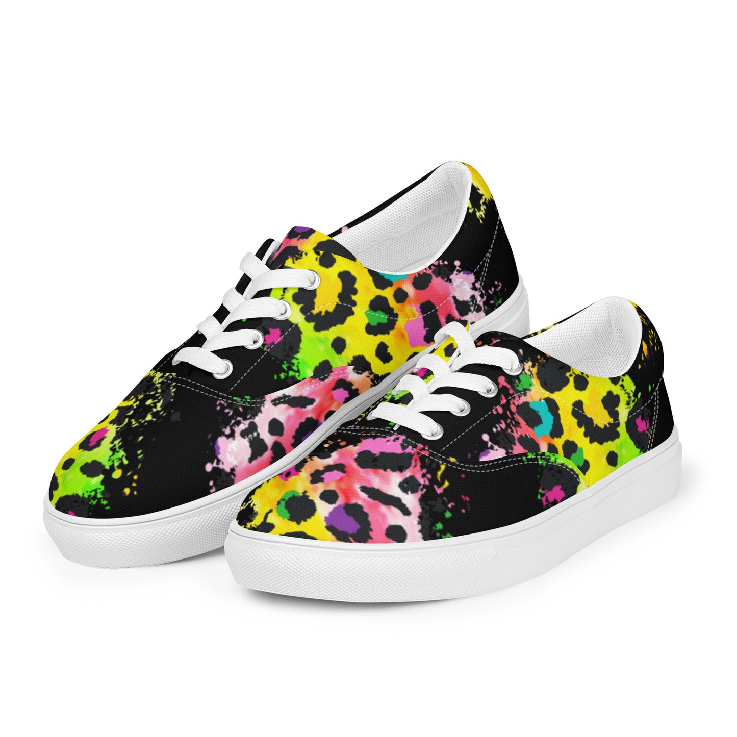 Neon Leopard Womens Canvas Lace-ups