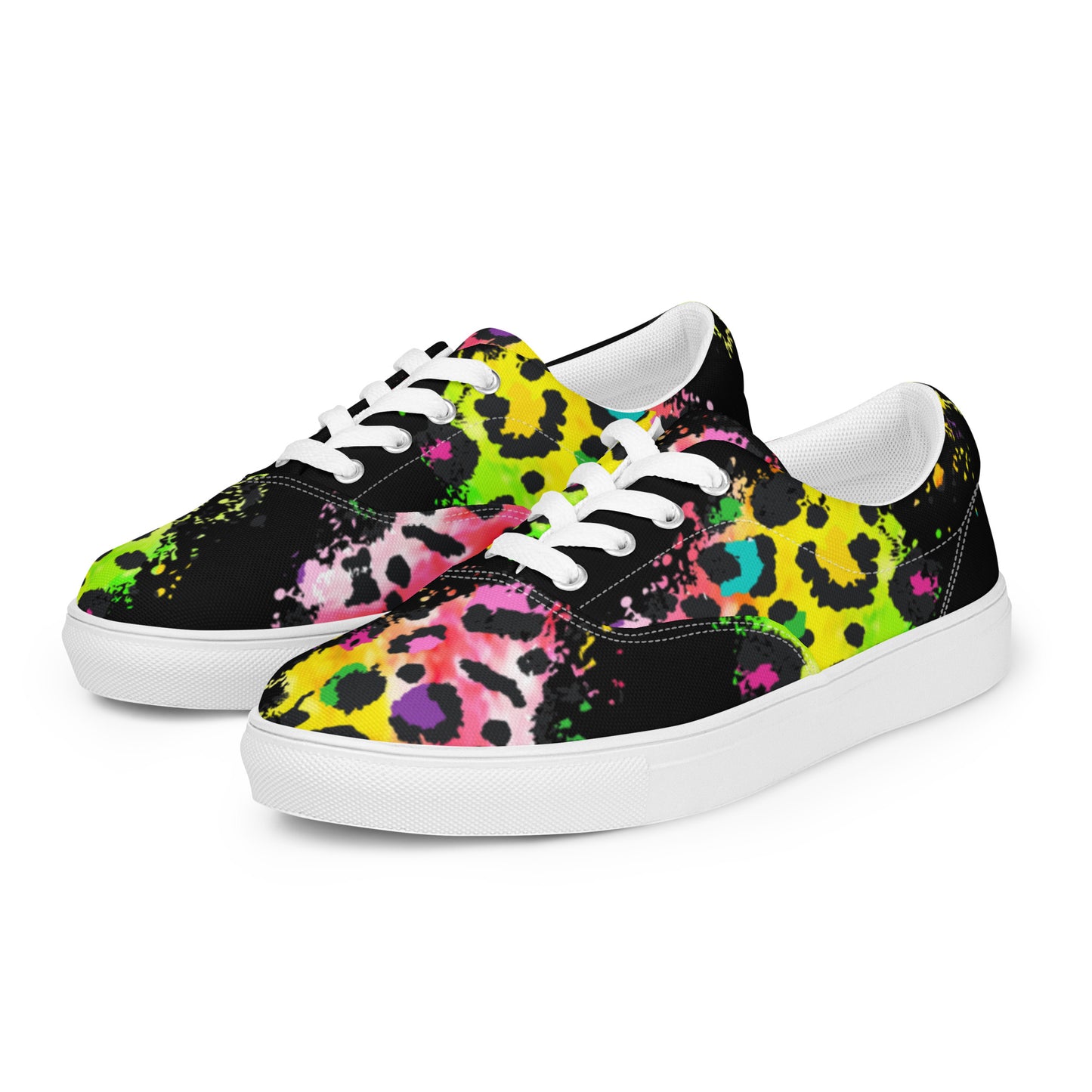 Neon Leopard Womens Canvas Lace-ups