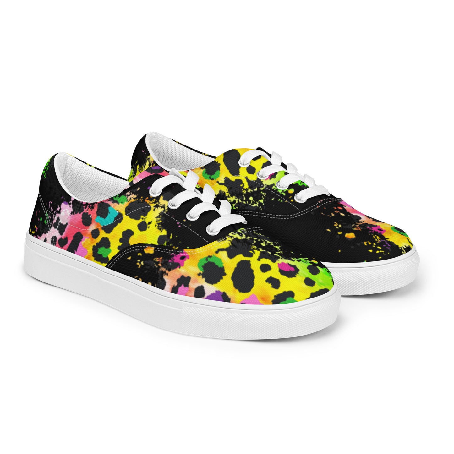 Neon Leopard Womens Canvas Lace-ups