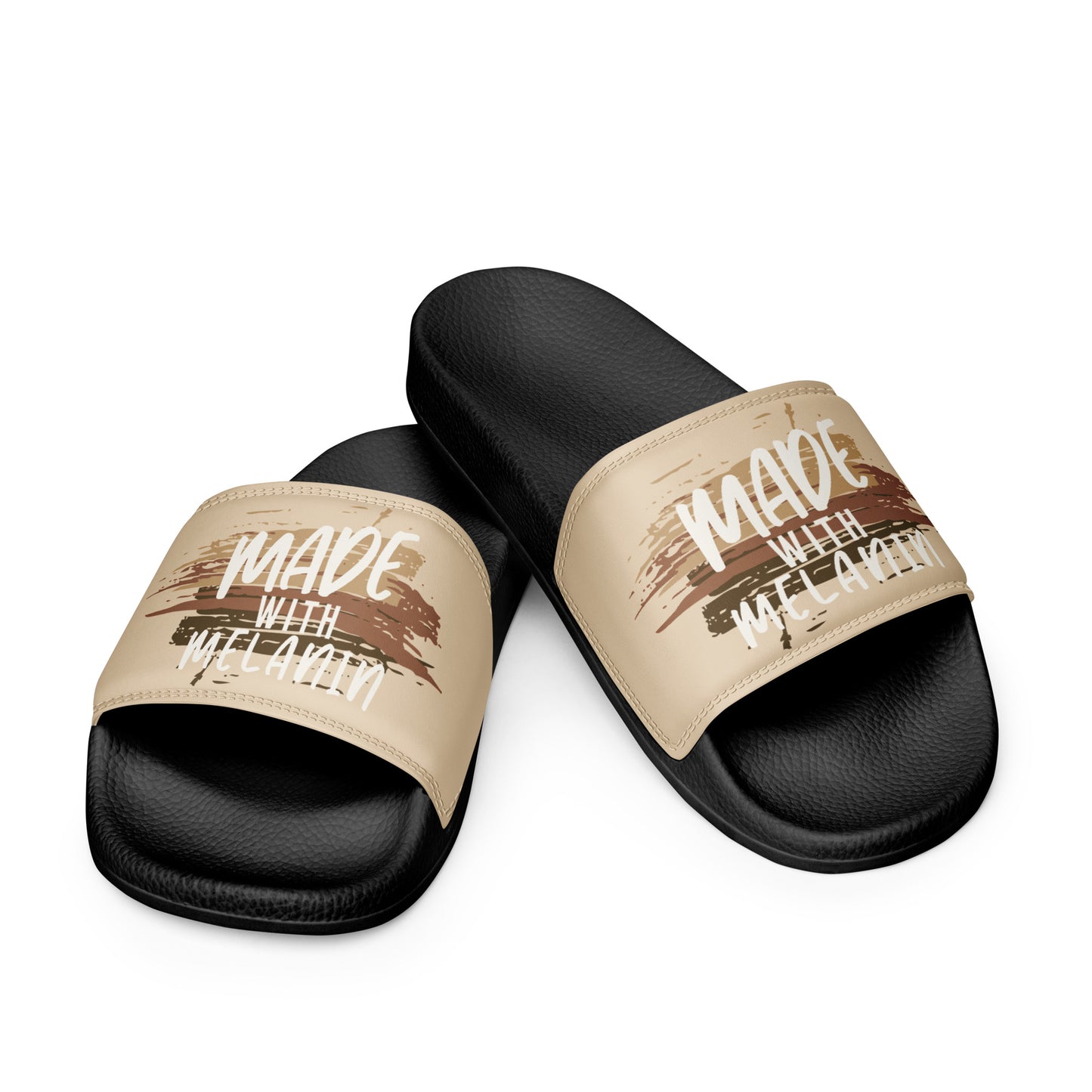 Made with Melanin Women's Slides (white font)
