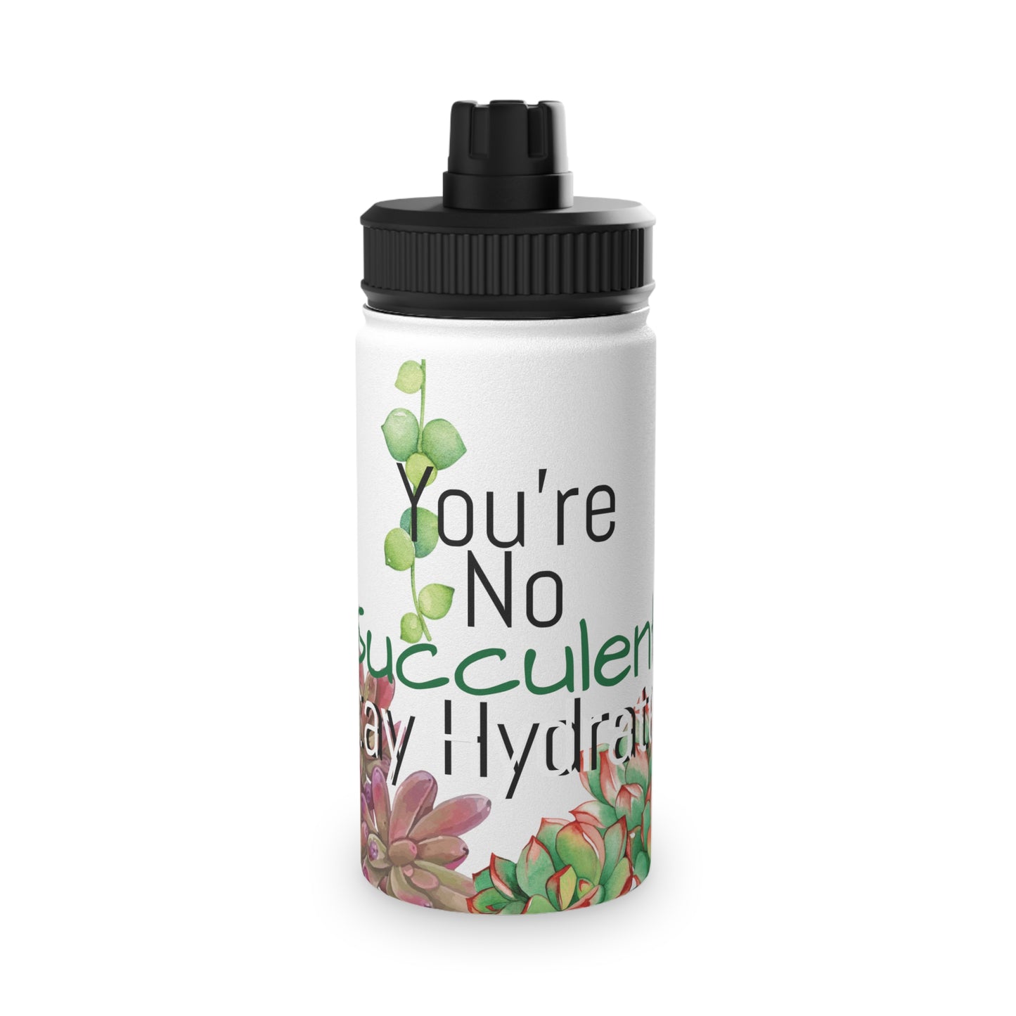 Succulent Stainless Steel Water Bottle w/ Sports Lid