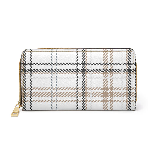 Lightly Plaided Zipper Wallet