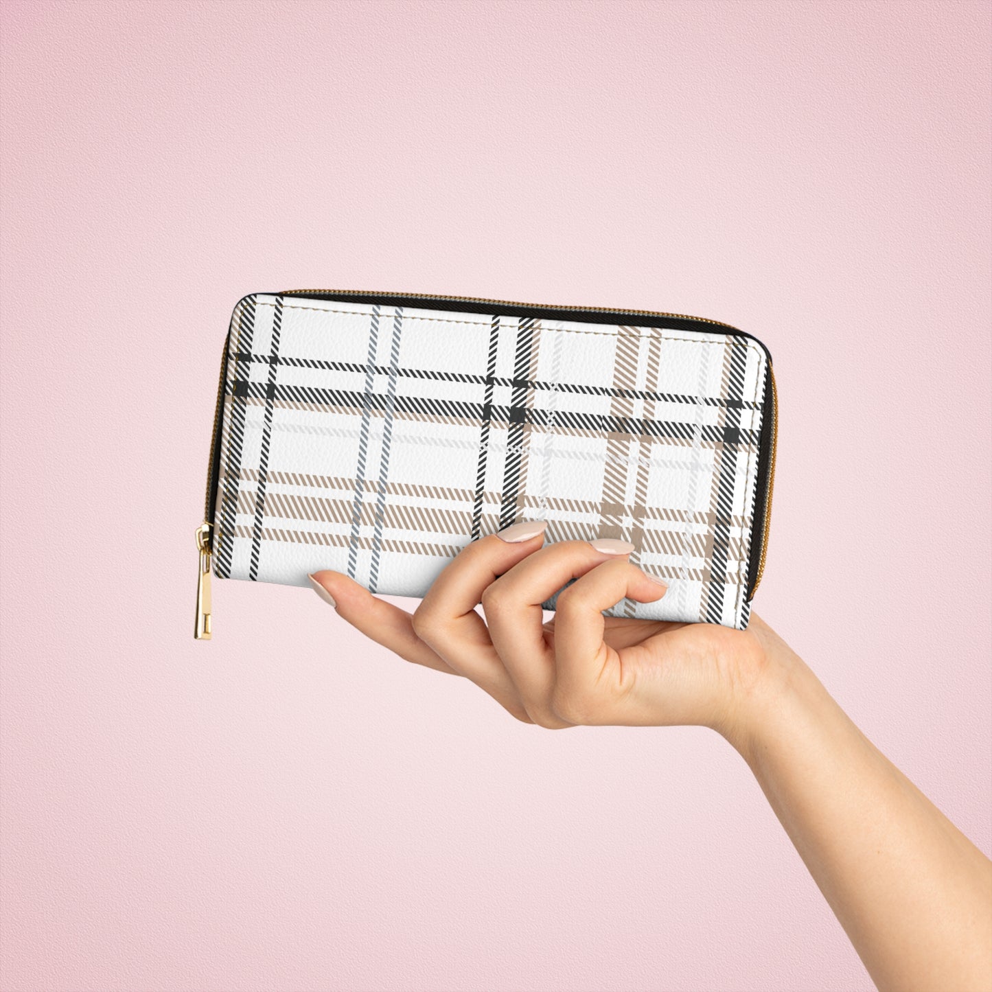 Lightly Plaided Zipper Wallet
