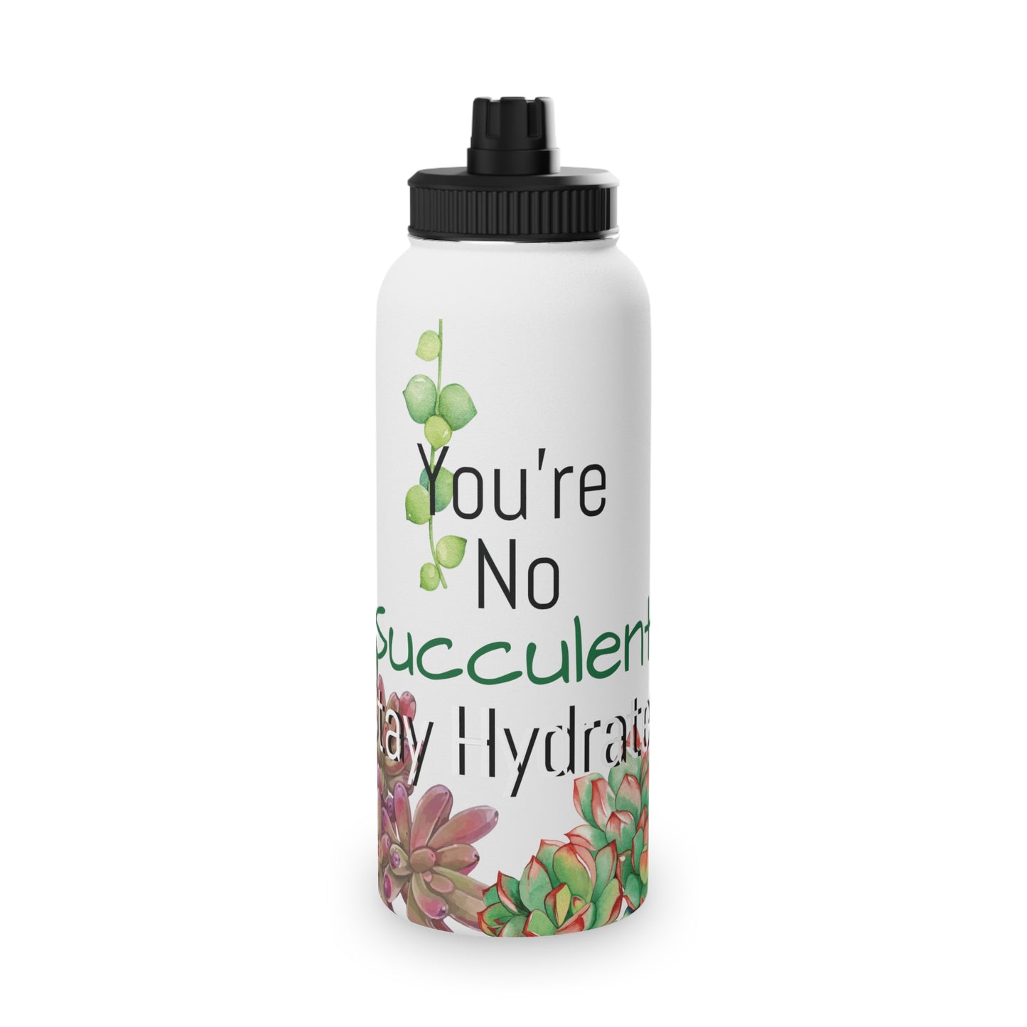 Succulent Stainless Steel Water Bottle w/ Sports Lid