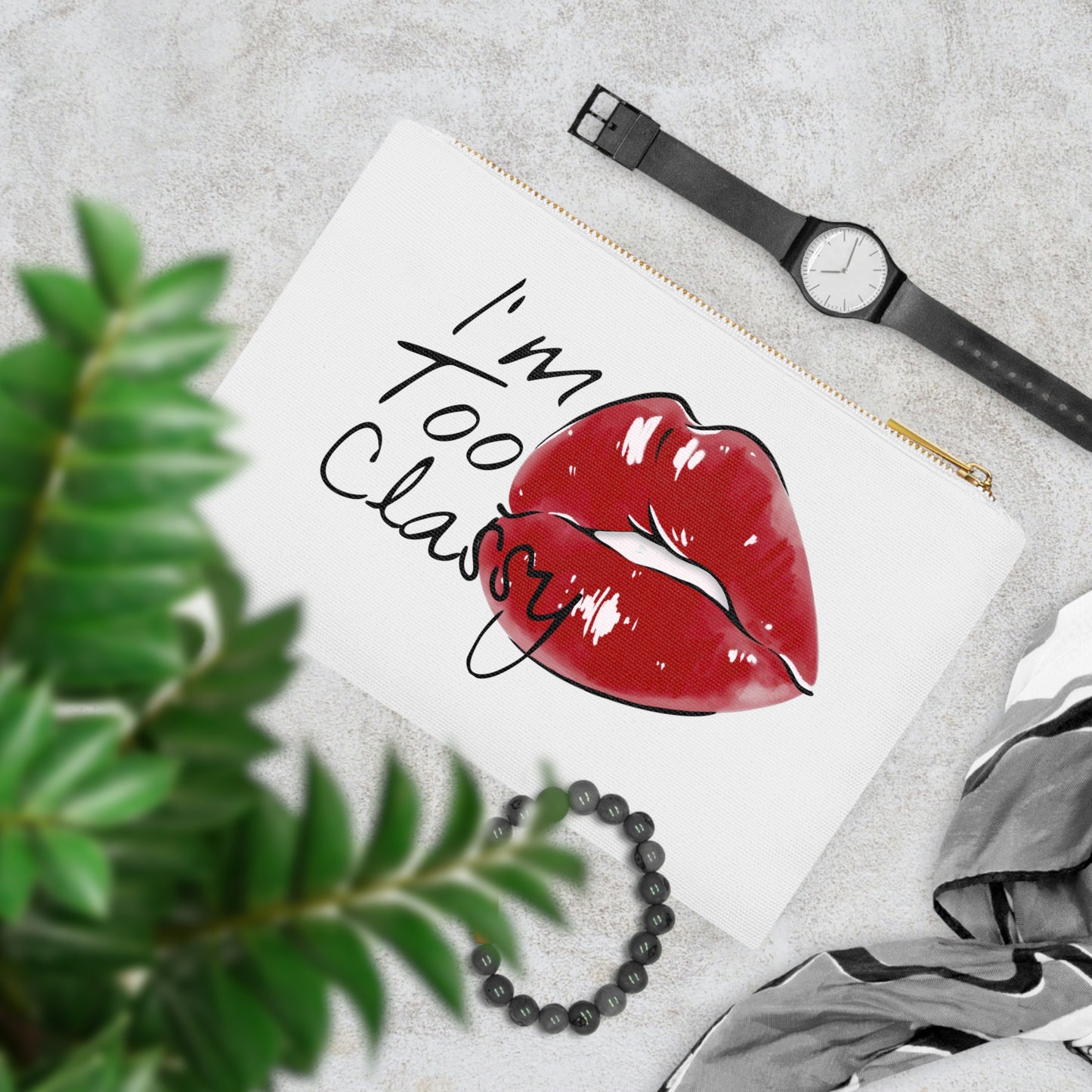 Dark Red Lips Cosmetic Bag