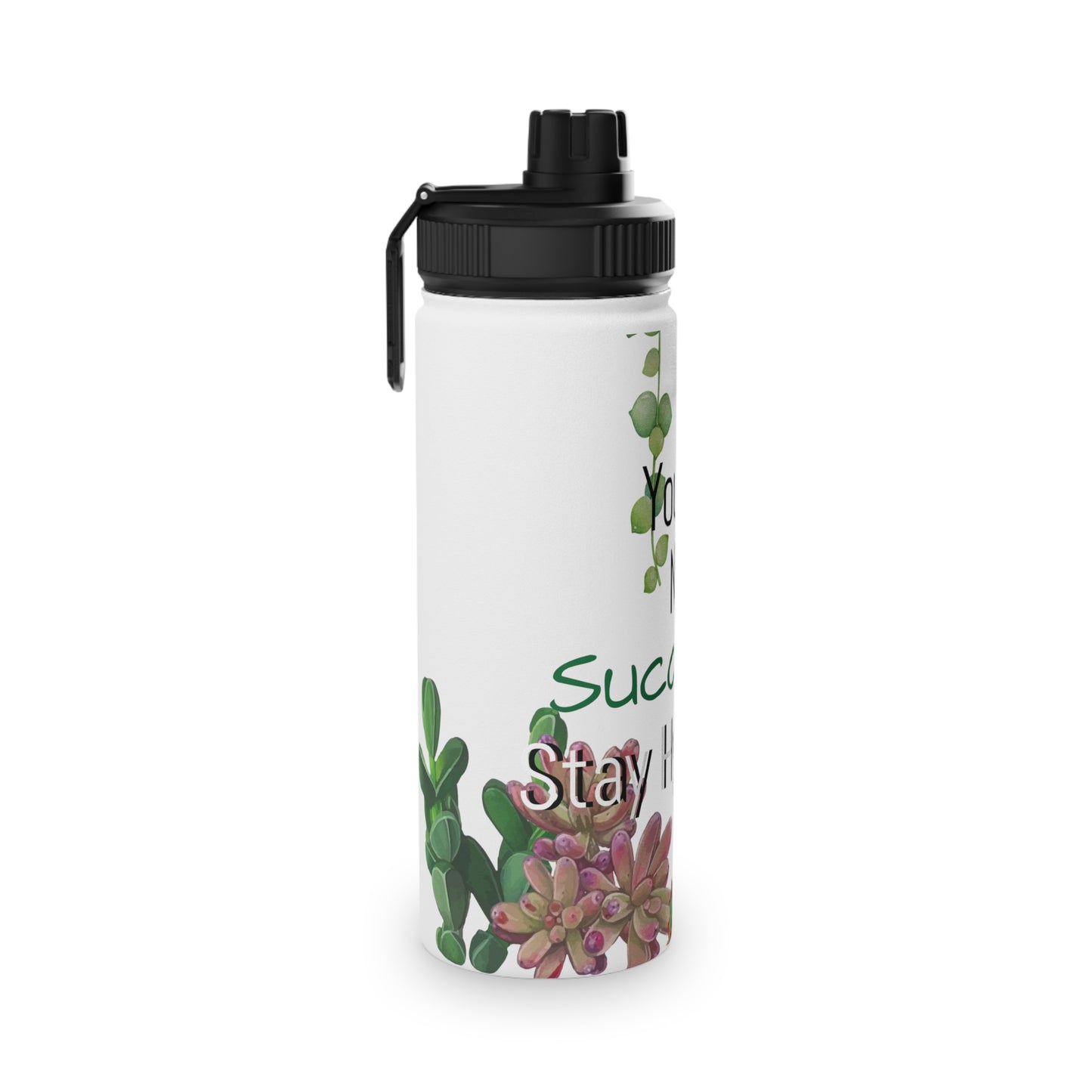 Succulent Stainless Steel Water Bottle w/ Sports Lid