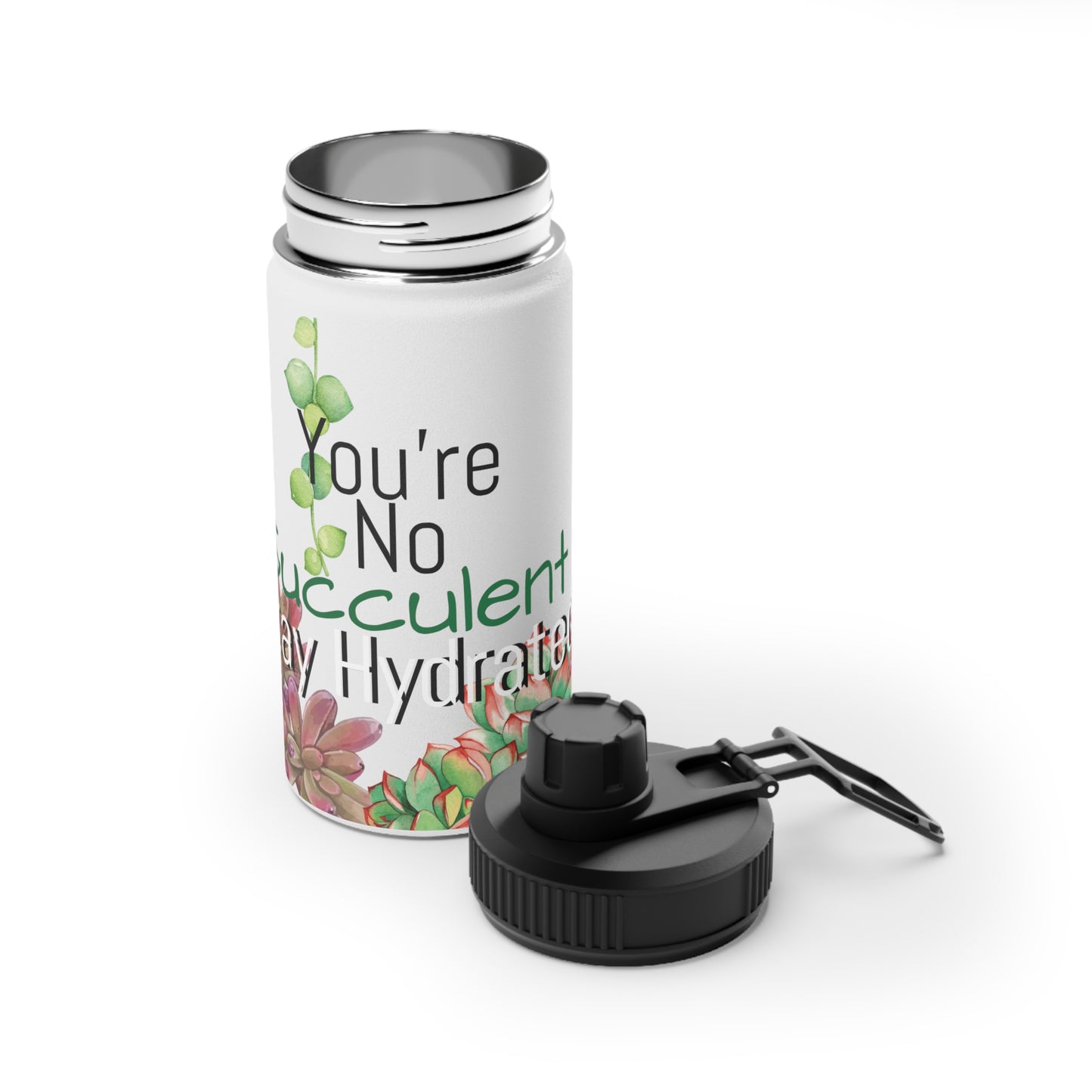 Succulent Stainless Steel Water Bottle w/ Sports Lid