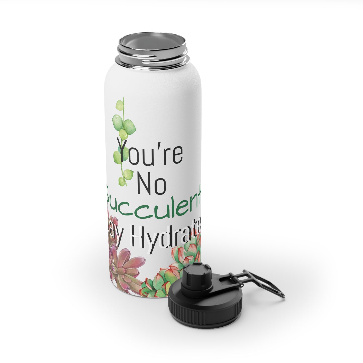 Succulent Stainless Steel Water Bottle w/ Sports Lid