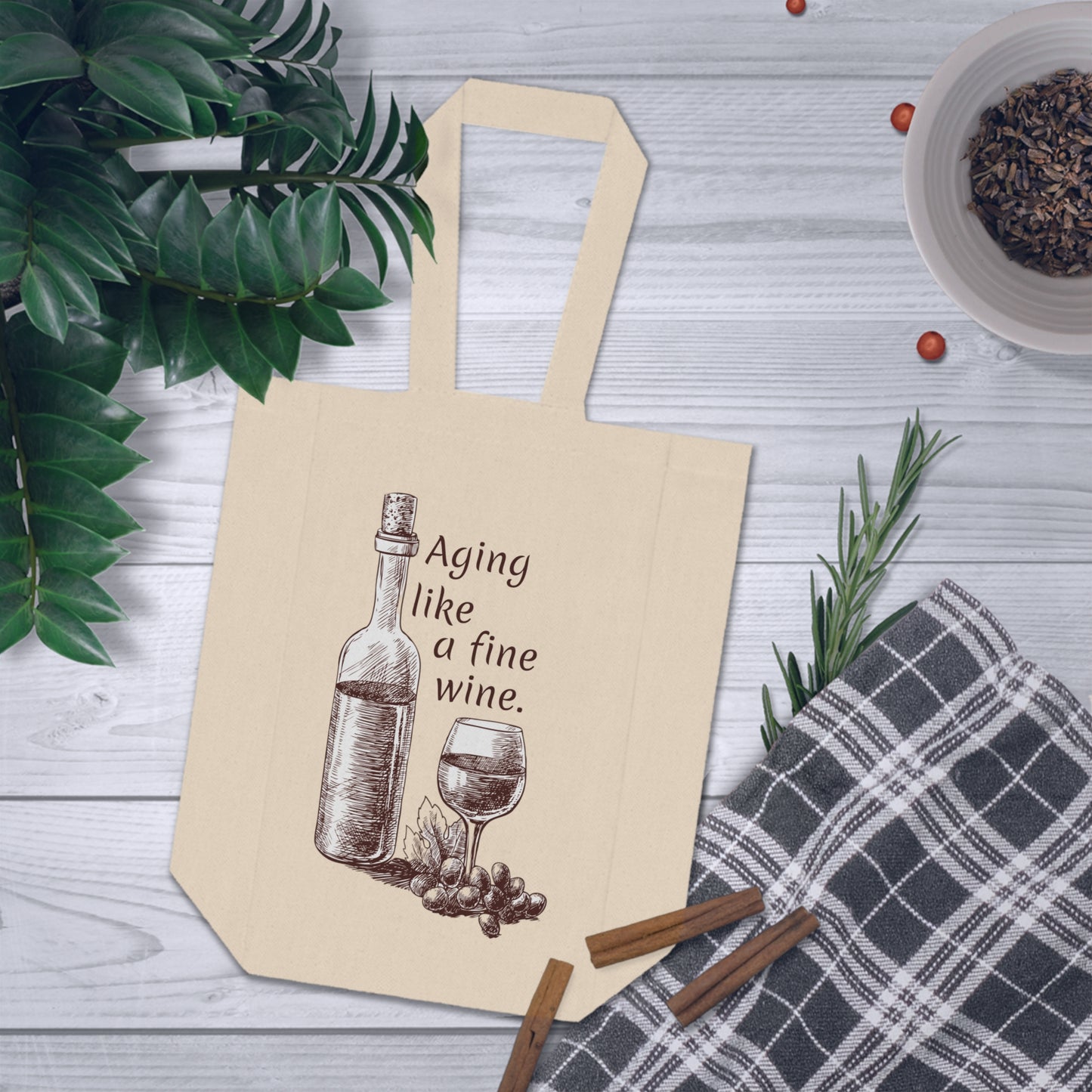 Aging Fine - Double Wine Tote Bag