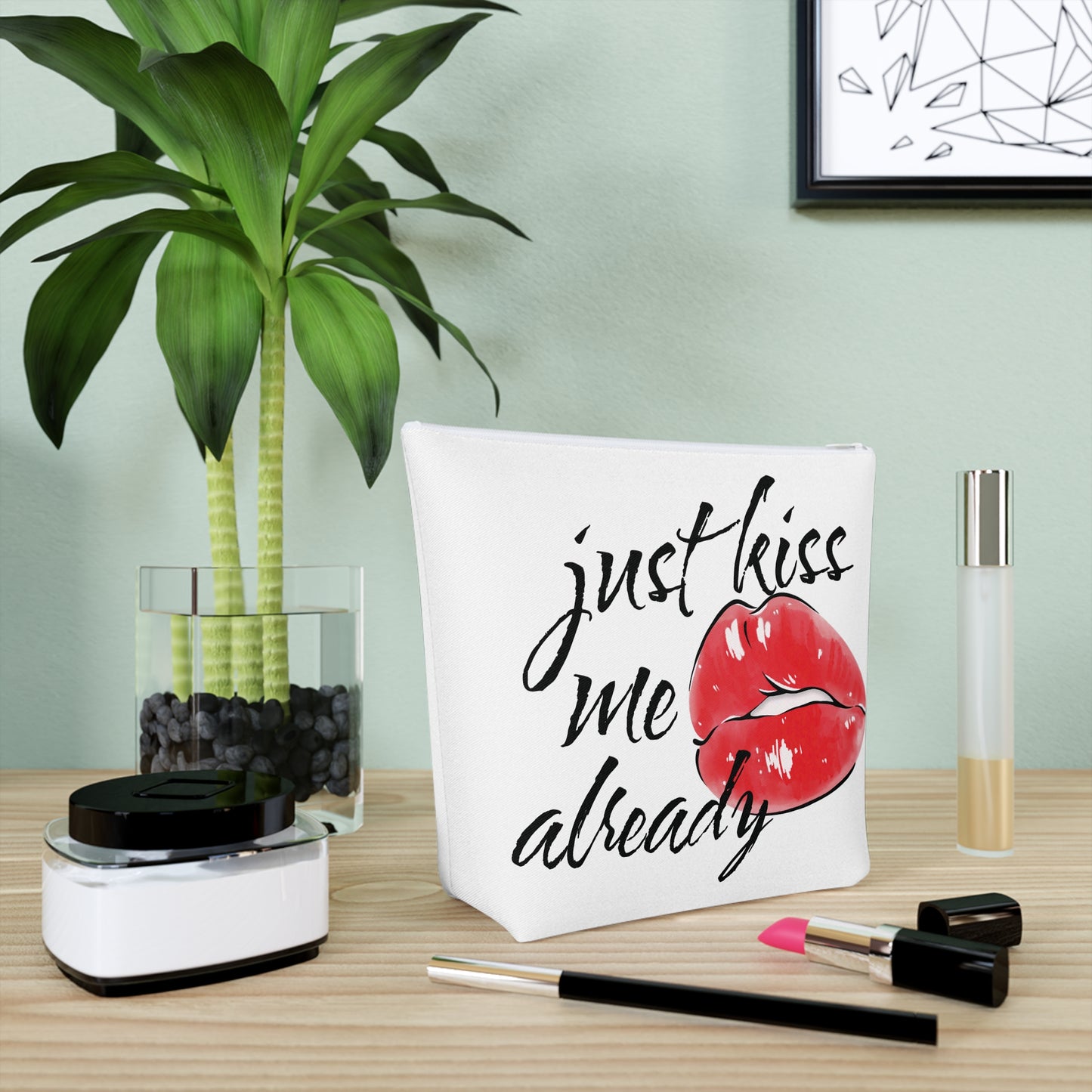 Kiss Me Already Cotton Cosmetic Bag