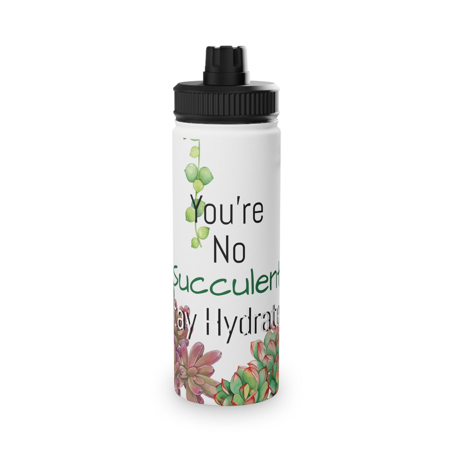 Succulent Stainless Steel Water Bottle w/ Sports Lid
