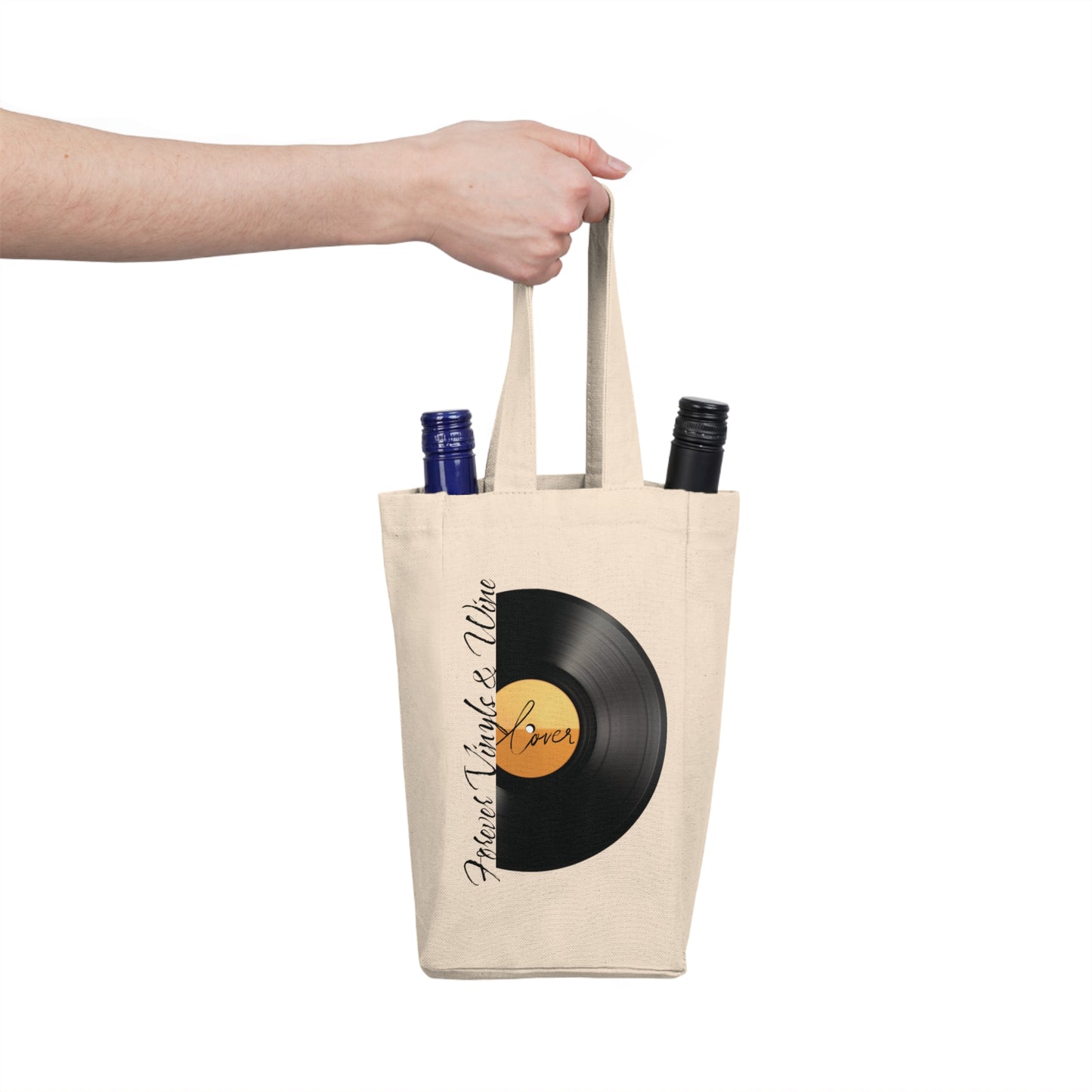 Vinyls & Wine Double Wine Tote Bag